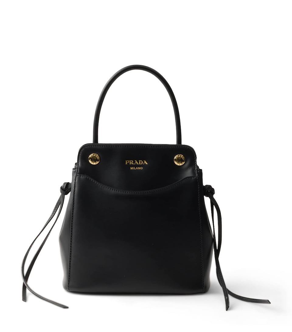 Prada Mini Leather Carry Top-Handle Bag Black