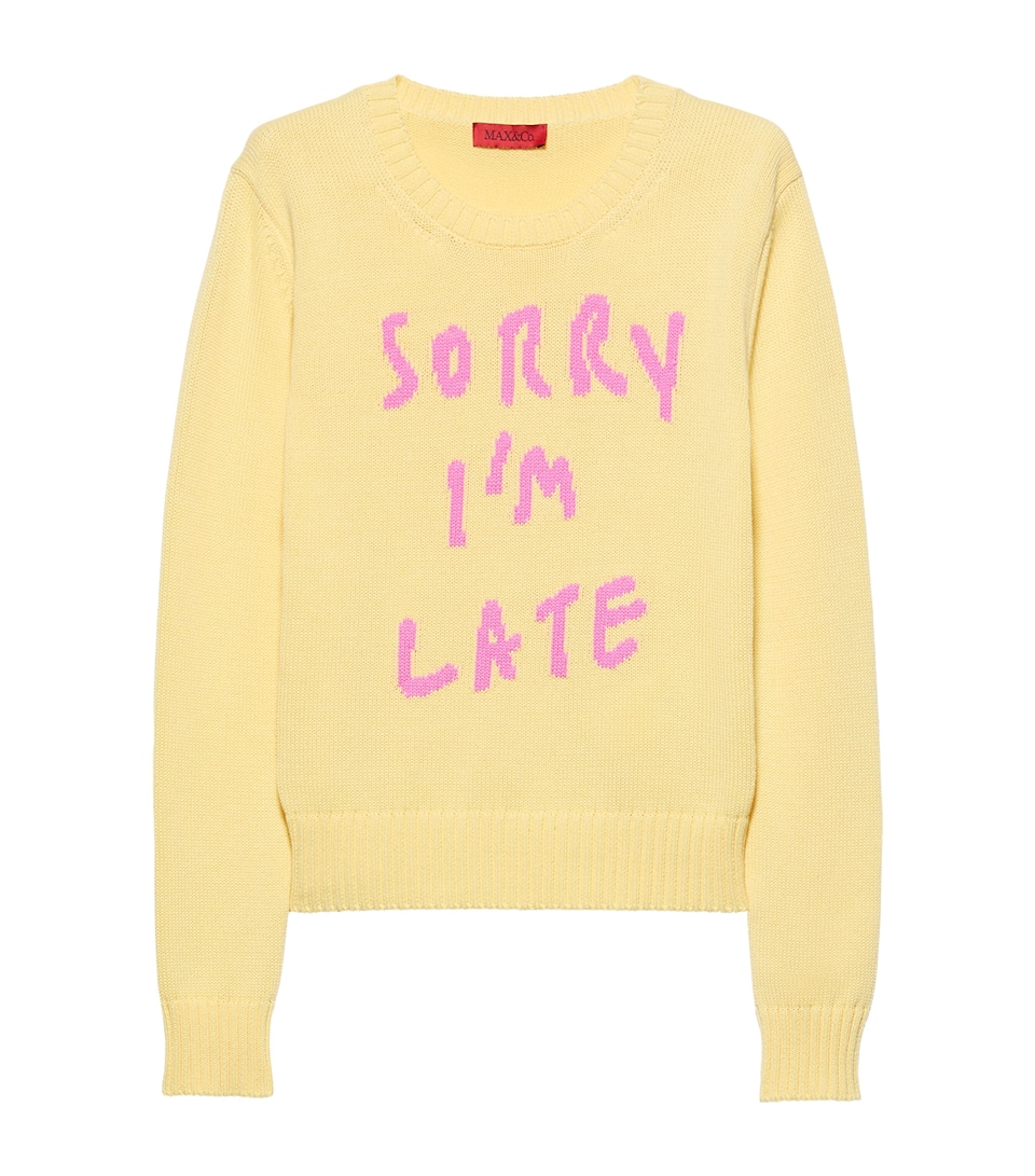 MAX&Co. Womens Cotton Slogan Sweater Yellow