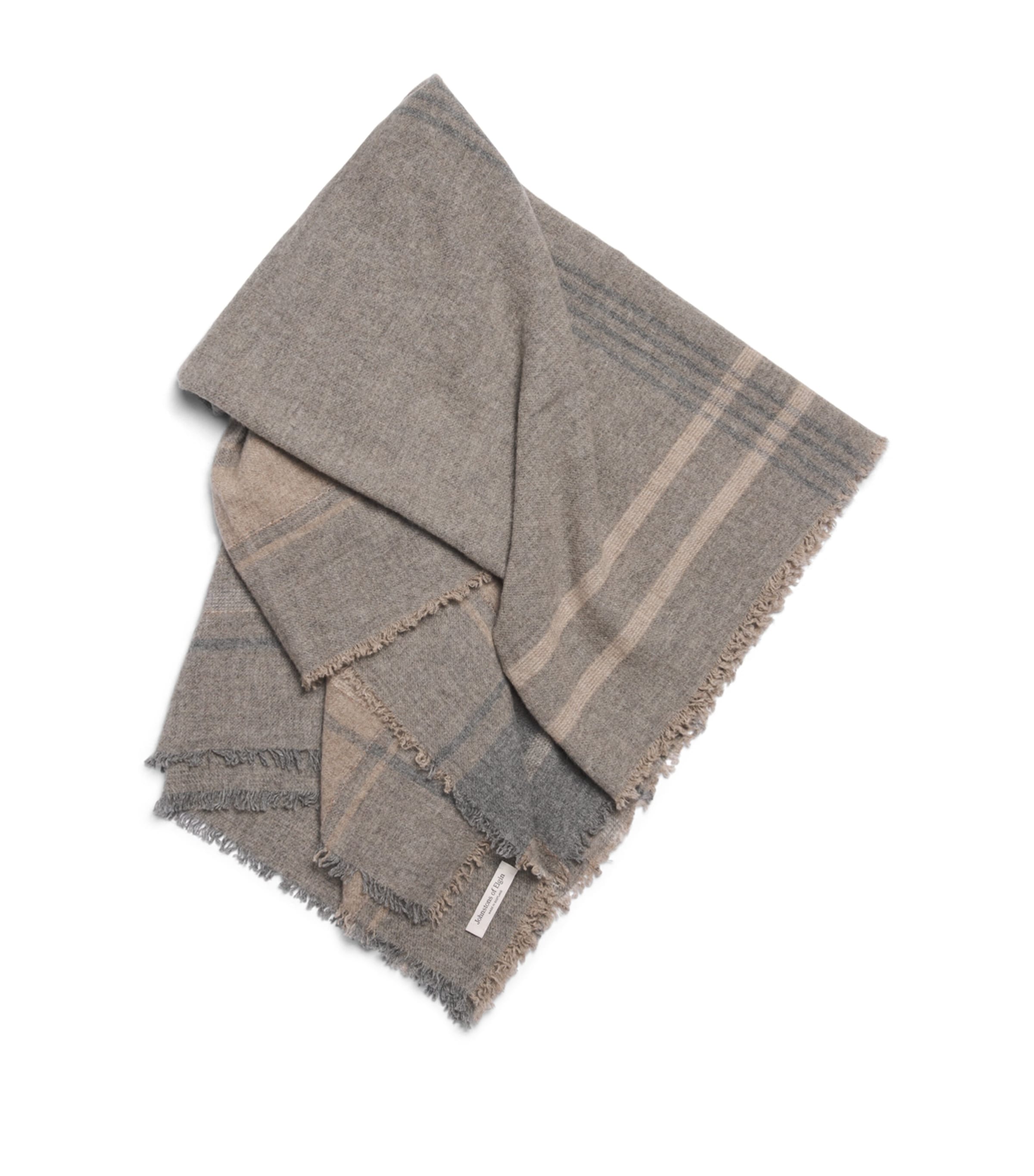 Johnstons Of Elgin Cashmere Tartan Scarf Stone