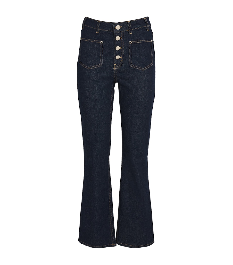 Maje Womens Patch-Pockets Straight-Leg Jeans Dark Blue