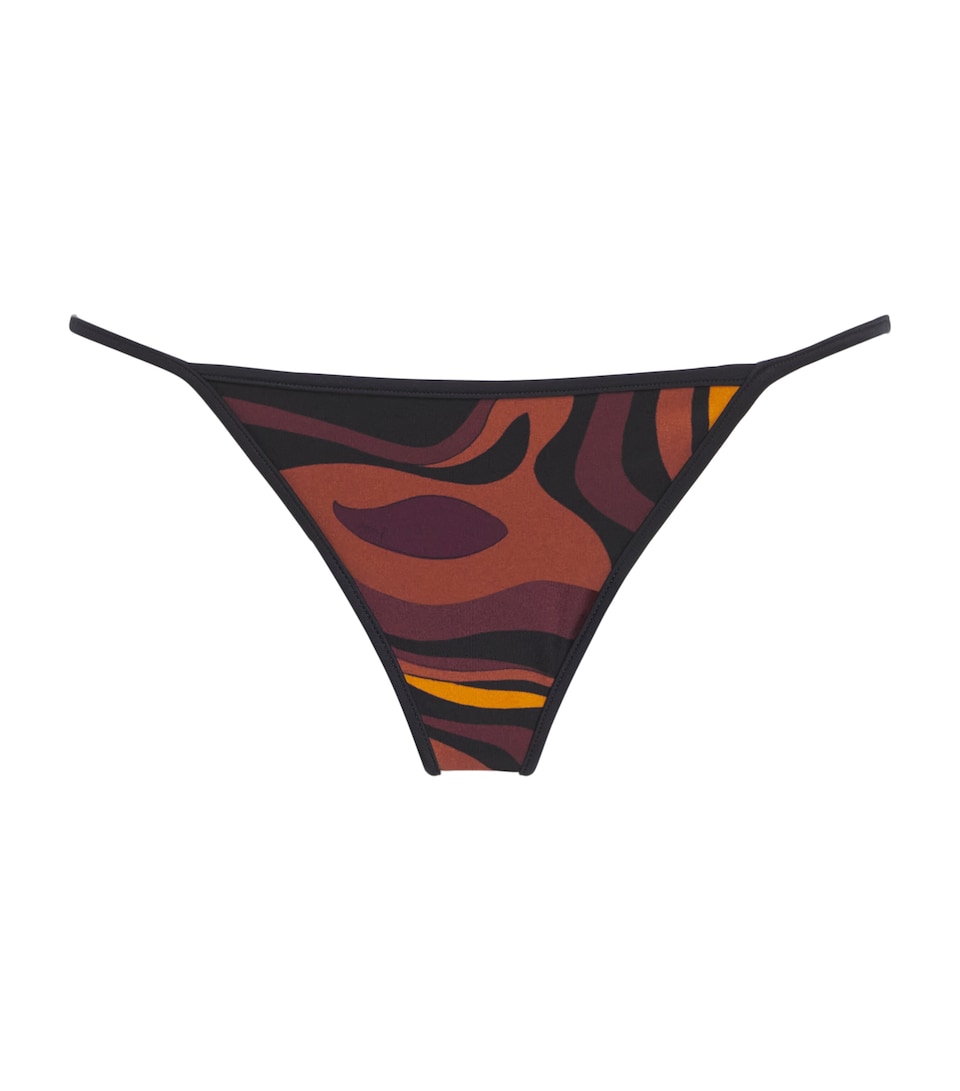 PUCCI Womens Marmo Print Bikini Bottoms Bordeaux Gold