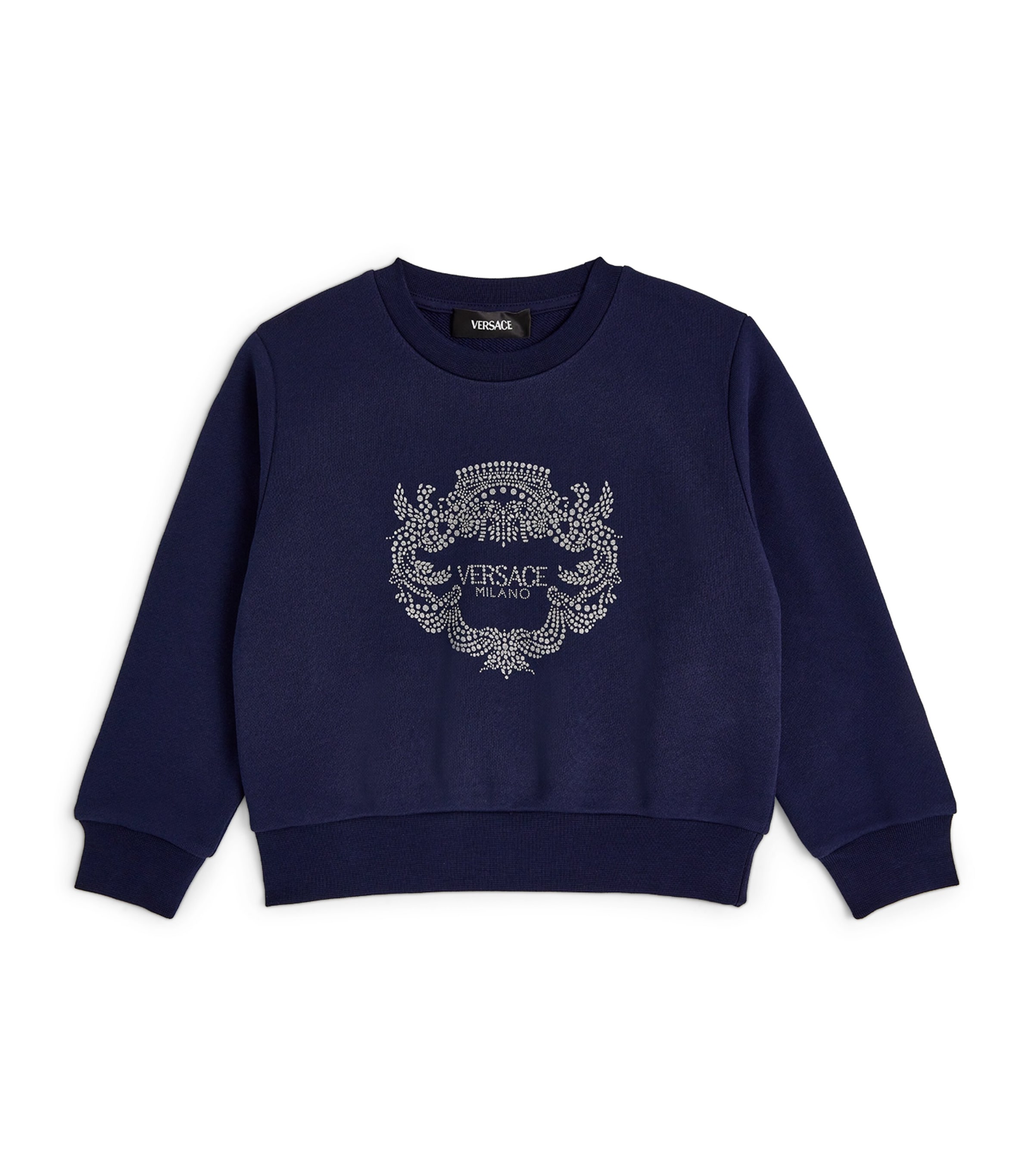 キッズ用トップス VERSACE Rhinestone logo sweatshirt (10004911A11462 2B130) Versace Kids Logo crystal-embellished Sweatshirt | Black