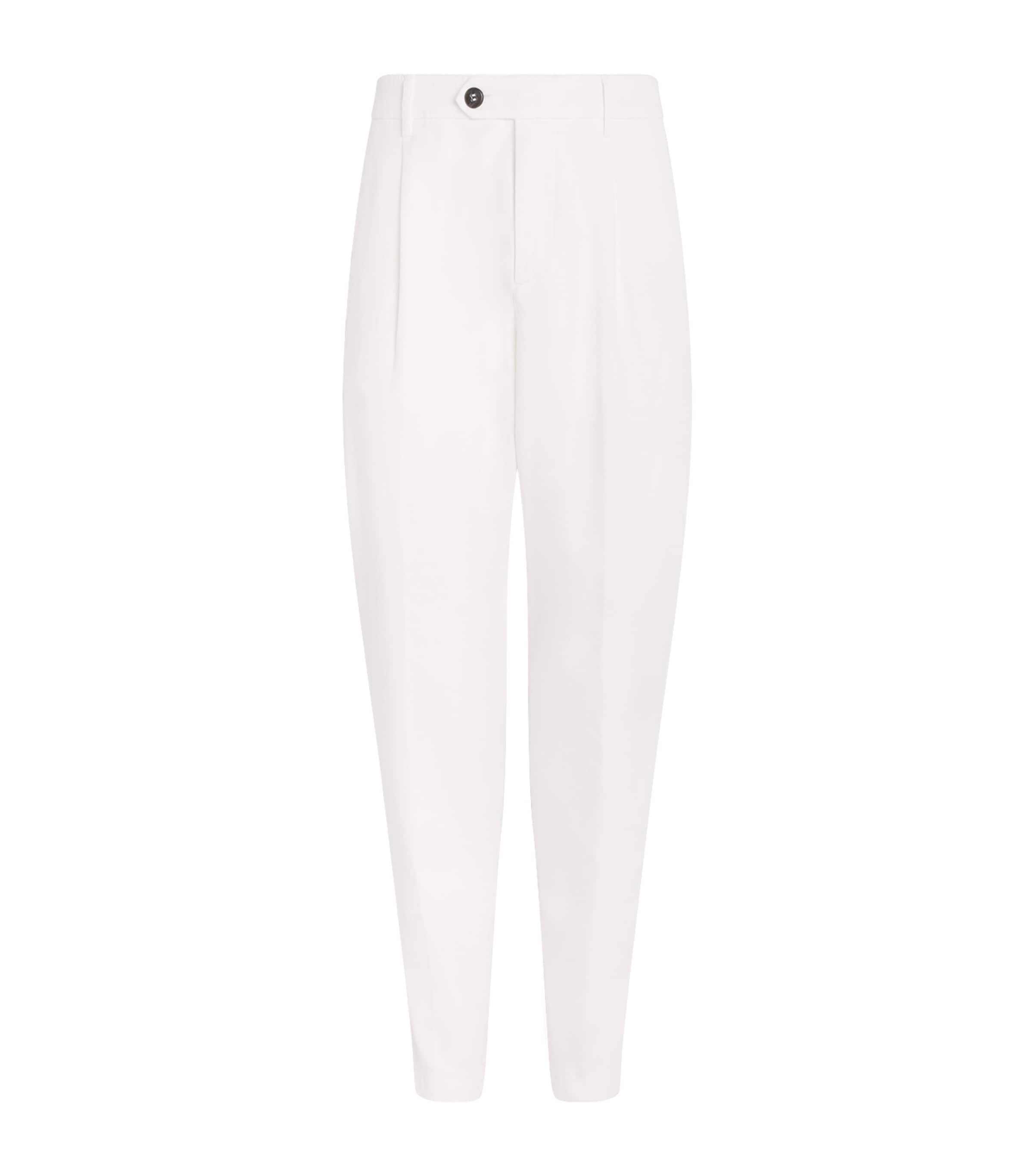 Eleventy Mens Stretch-Cotton Relaxed Trousers Bianco
