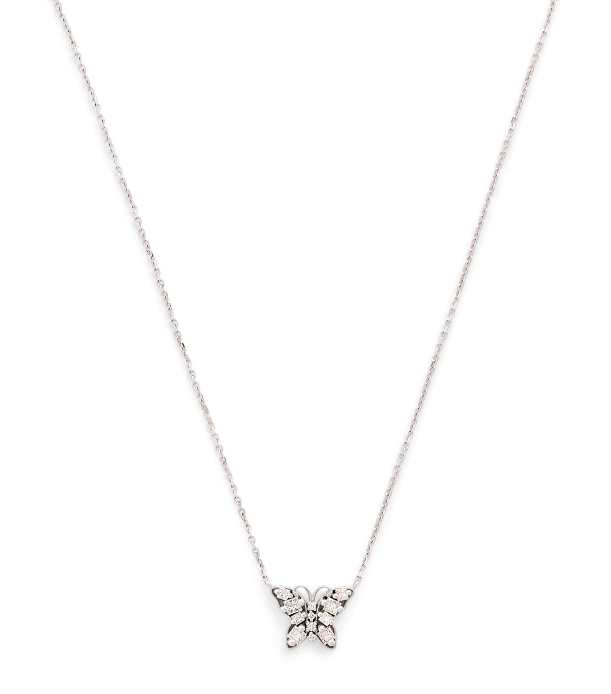 Suzanne Kalan White Gold and Diamond Princess Mini Butterfly Necklace Wg/wd