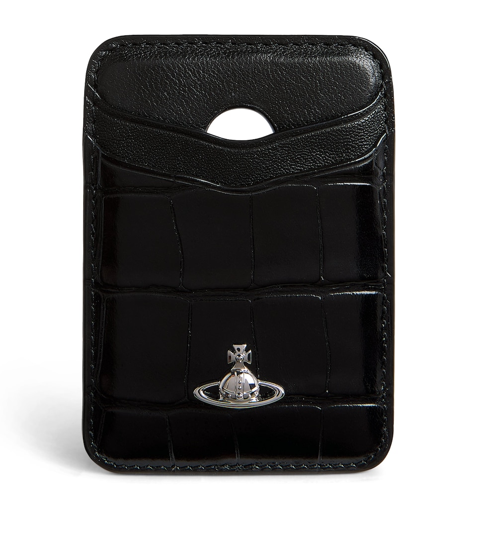 Vivienne Westwood Croc-Embossed Orb Magnetic Card Holder Black