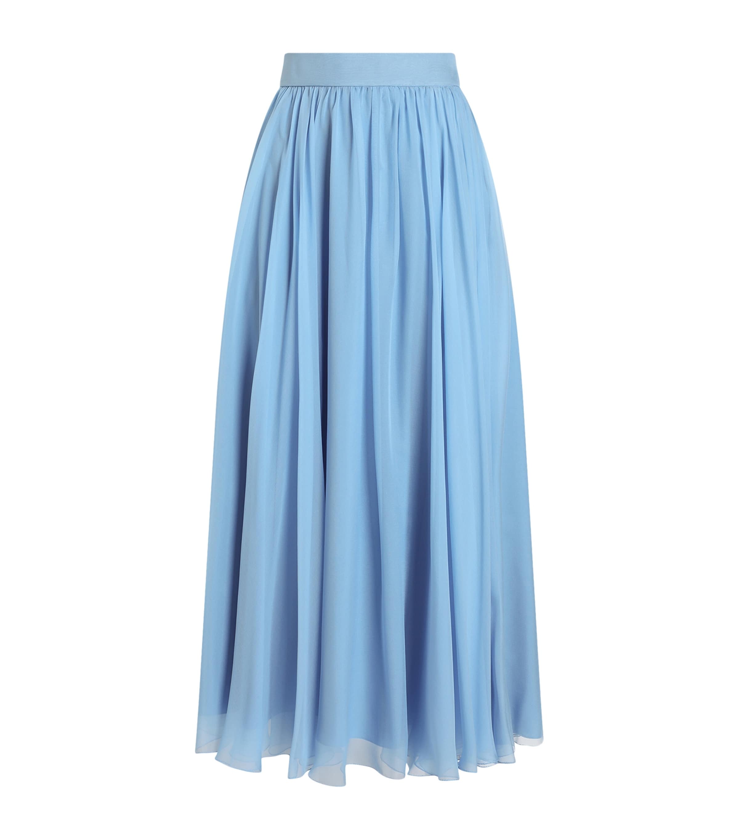 Dolce&Gabbana Womens Silk Chiffon Maxi Skirt Sky