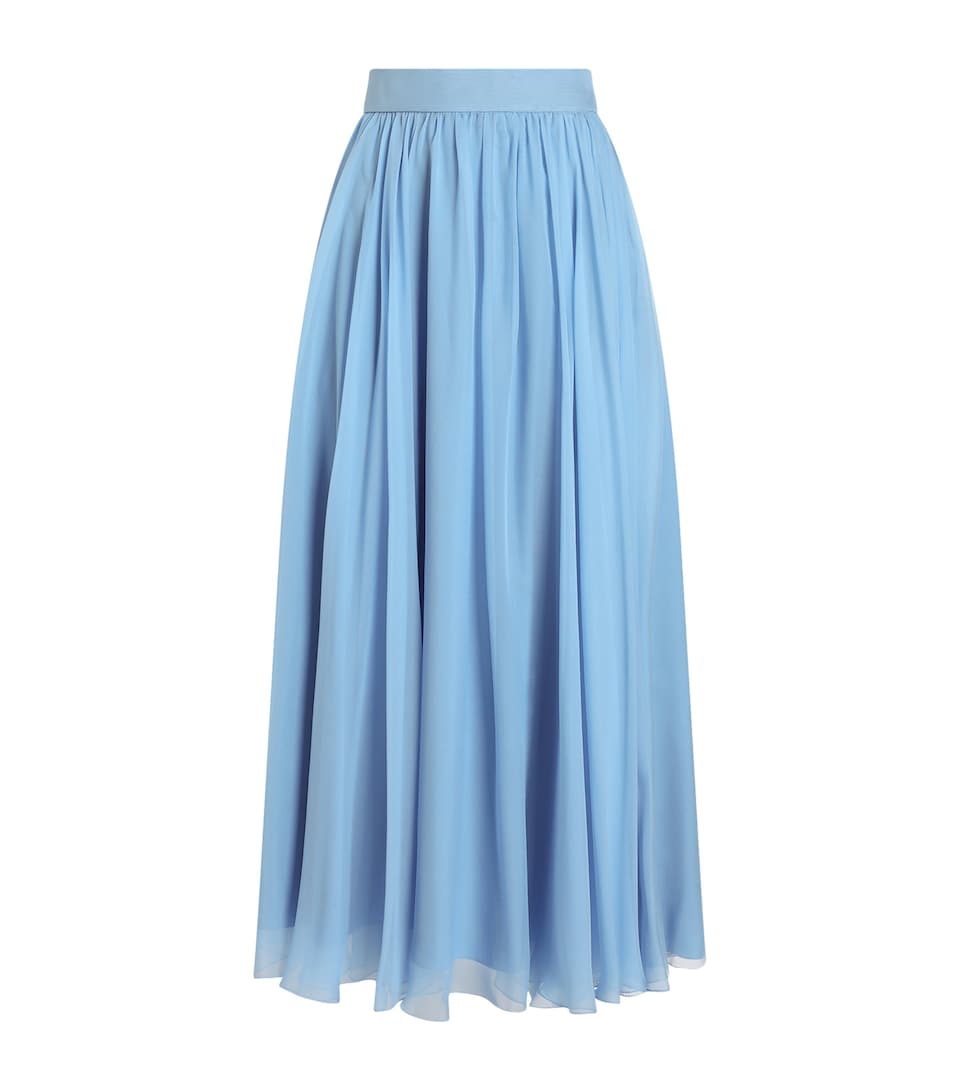 Dolce&Gabbana Womens Silk Chiffon Maxi Skirt Sky