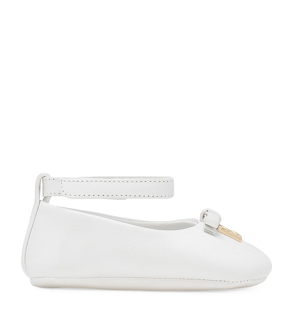 Dolce&Gabbana Kids Leather Logo Ballet Flats White