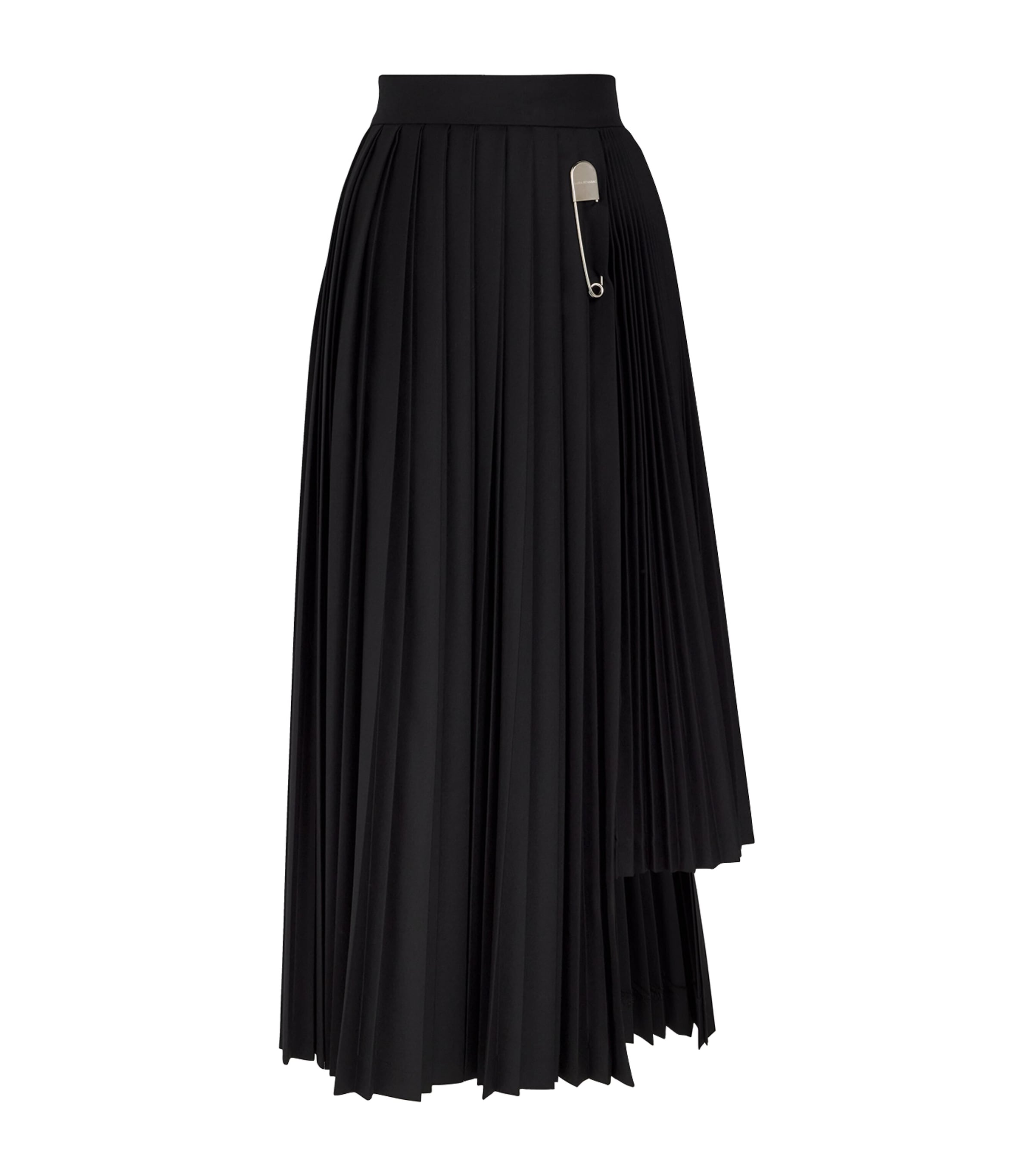 Laura Pitharas Womens Wool Contrast Pleated Skirt Solid Black