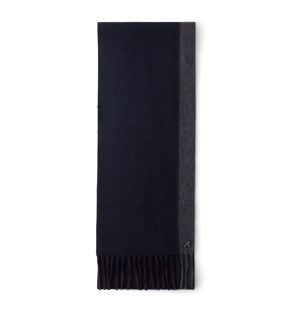Prada Mens Cashmere-Wool Logo Scarf Blue