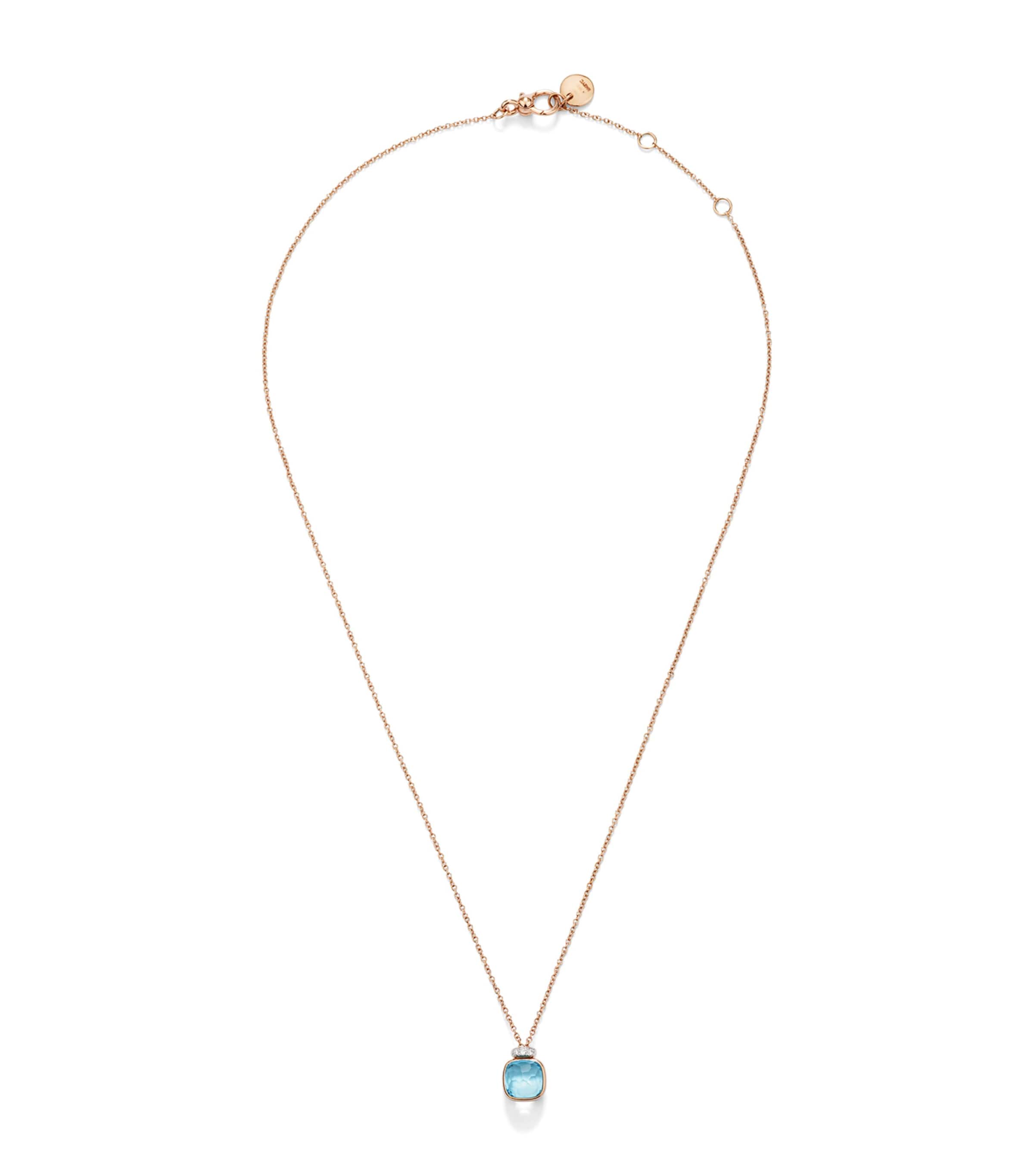 Pomellato Mixed Gold, Blue Topaz and Diamond Nudo Necklace