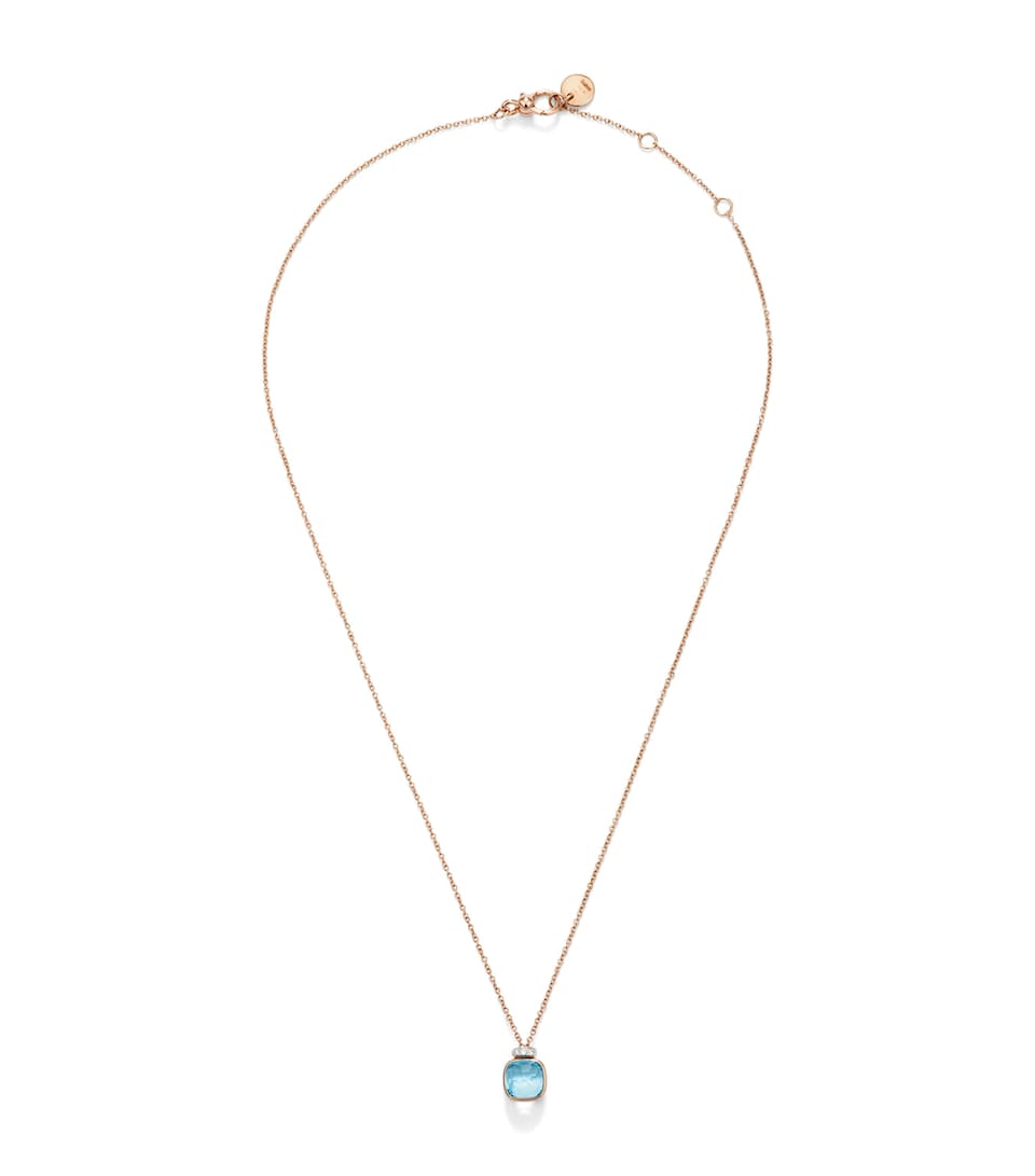 Pomellato Mixed Gold, Blue Topaz and Diamond Nudo Necklace