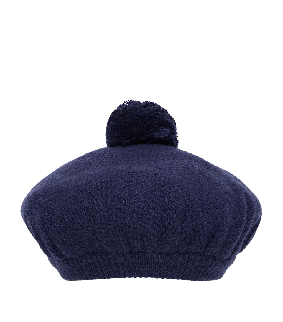 Trotters Merino Wool-Blend Pom-Pom Beret Navy