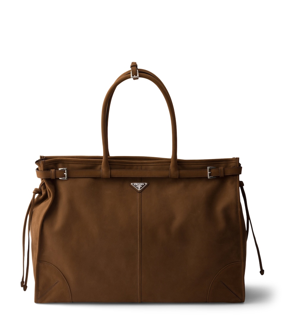 Prada Large Leather Bonnie Top-Handle Bag Brown