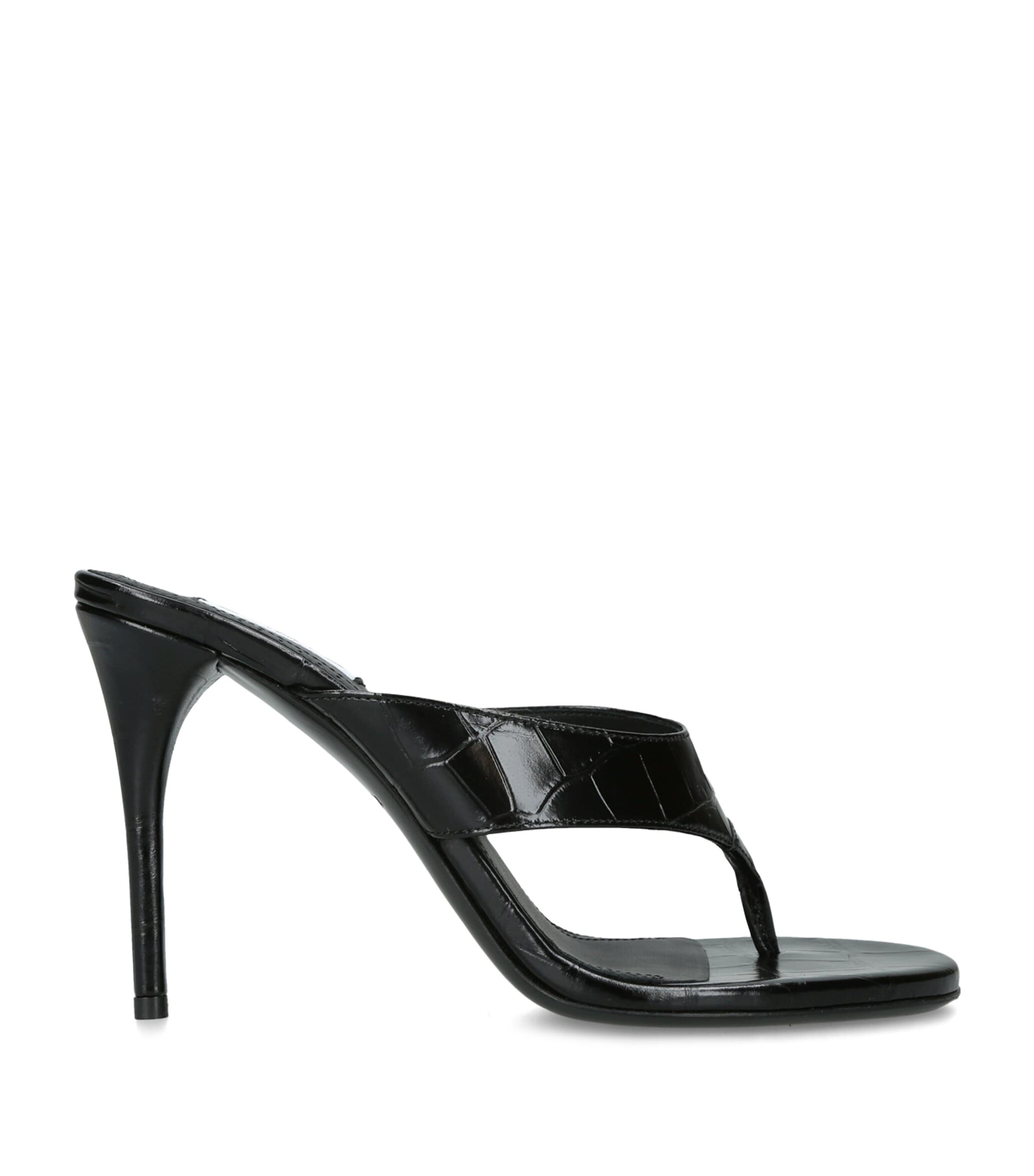 Alaïa Croc-Embossed Leather Infra Thong Mules 90 Black