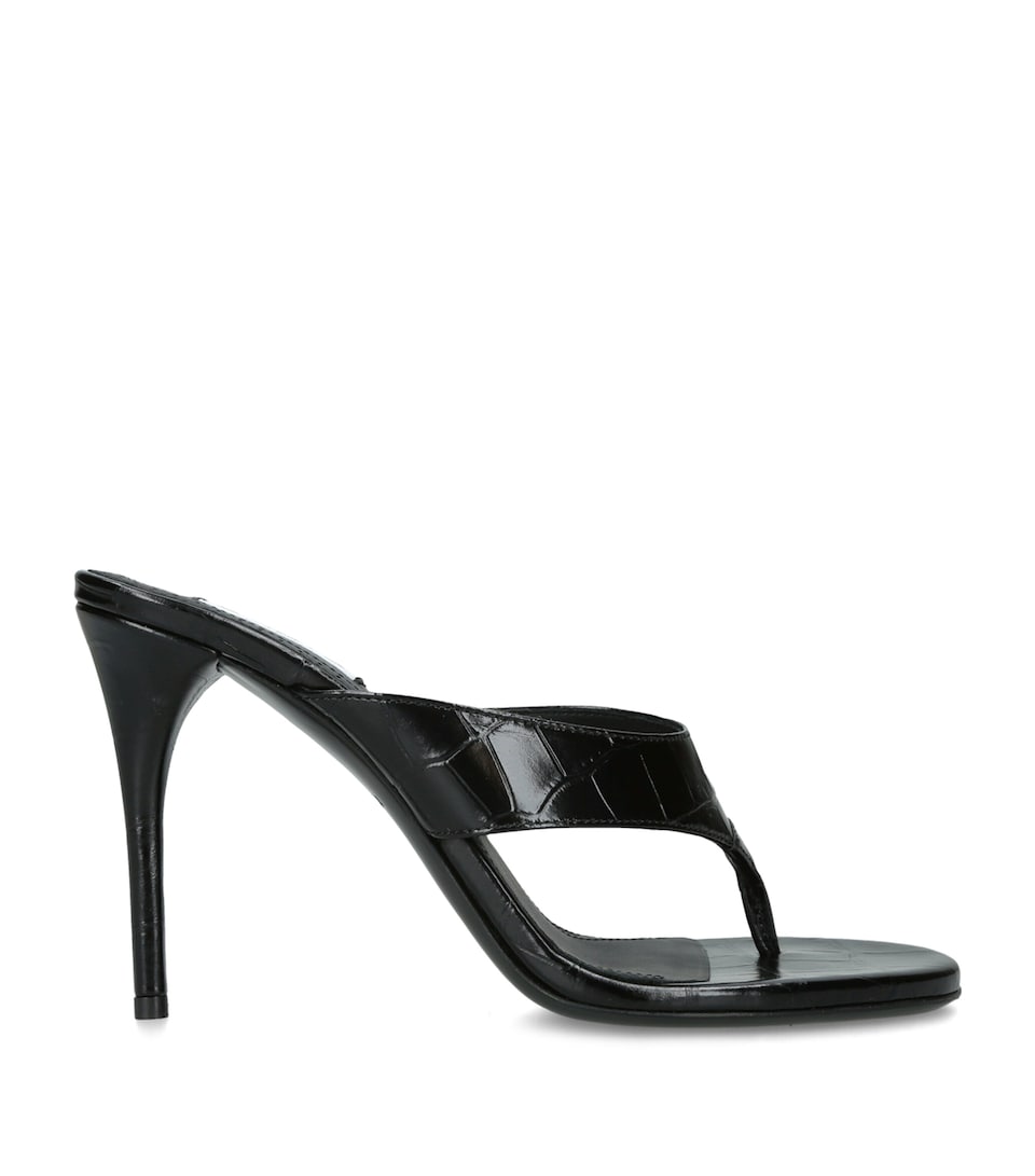 Alaïa Croc-Embossed Leather Infra Thong Mules 90 Black