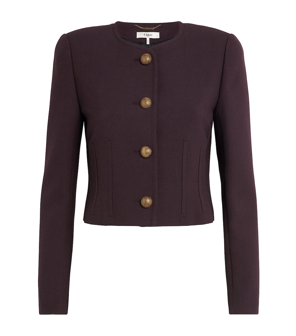 Chloé Womens Virgin Wool Darted Jacket Obscure Purple
