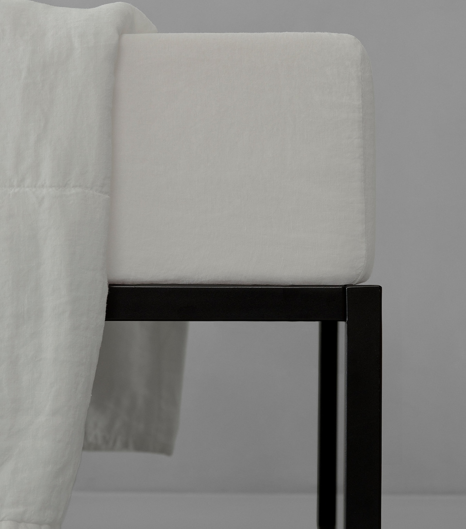 Society Limonta Linen Rem King Fitted Sheet (150cm x 200cm) Bianco