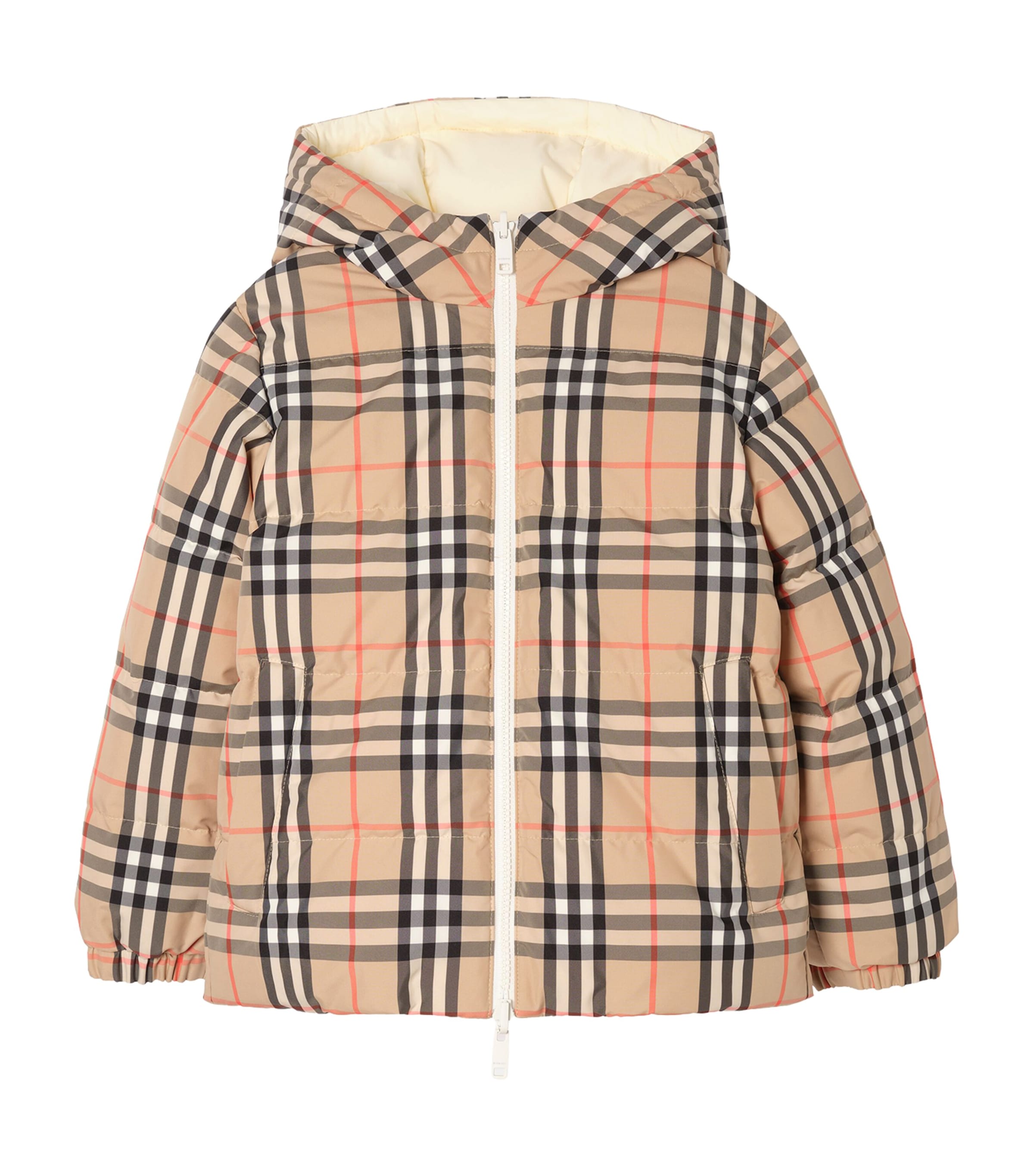 Burberry Kids Reversible Check Puffer Jacket (14 Years) Ceramic White