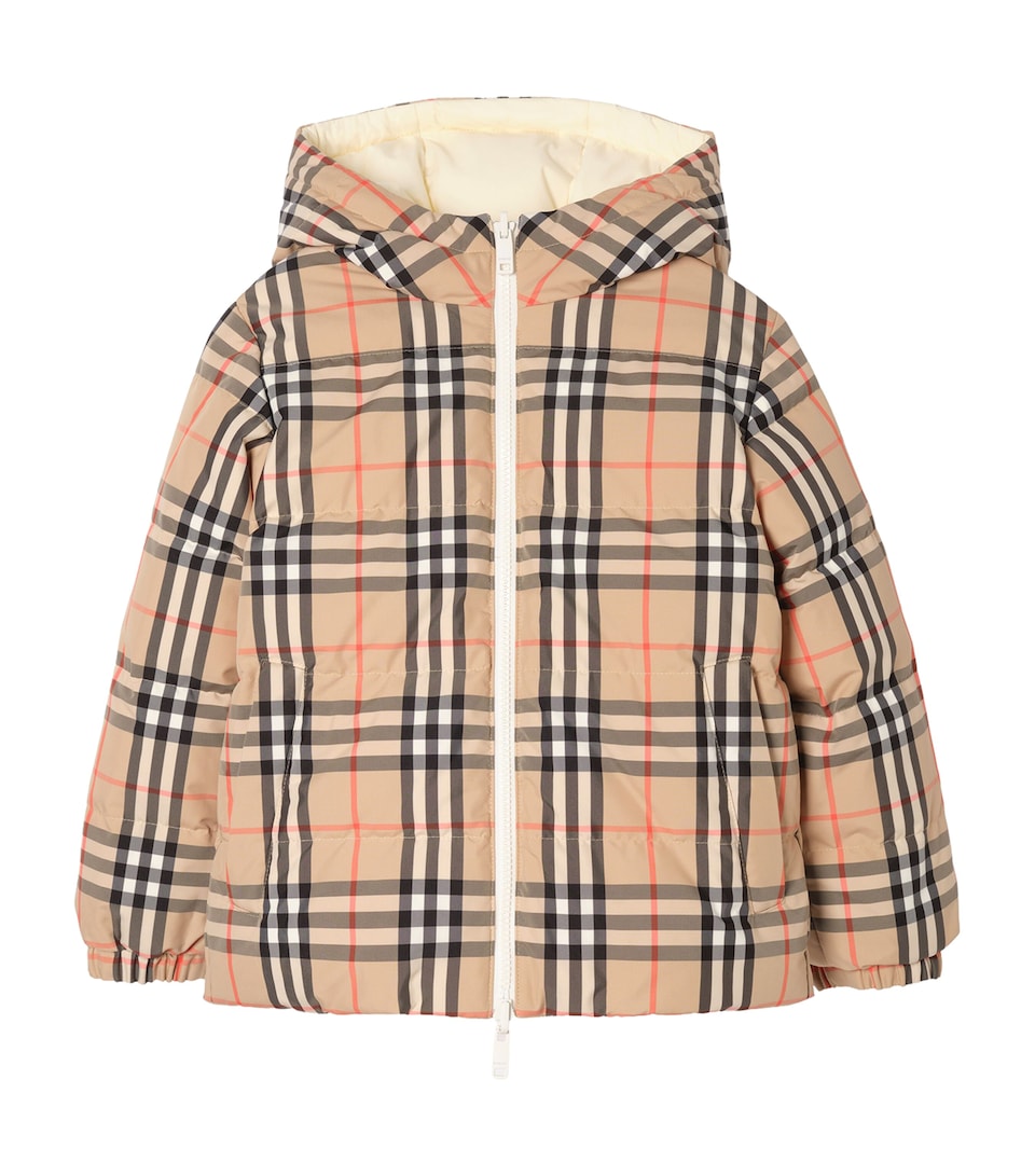 Burberry Kids Reversible Check Puffer Jacket (14 Years) Ceramic White