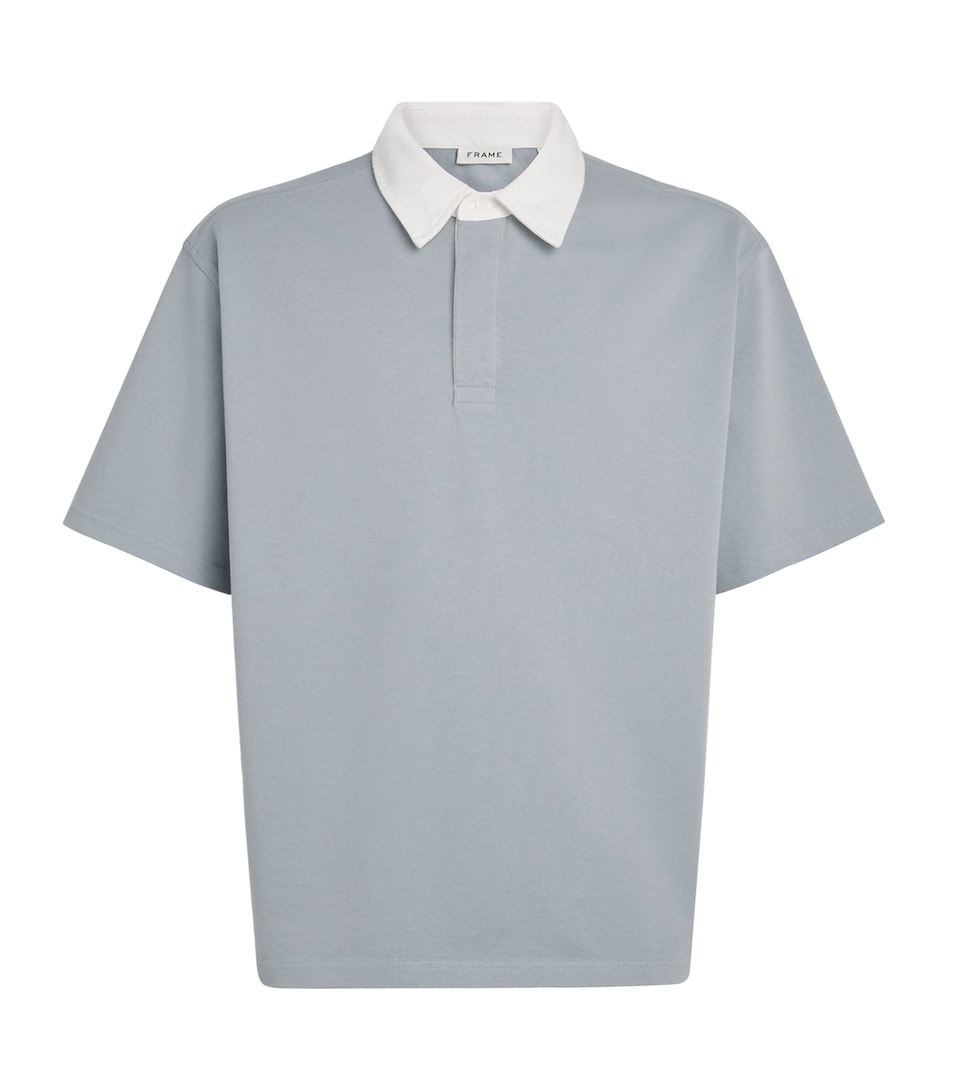 FRAME Mens Contrast-Collar Rugby Polo Shirt Bgry
