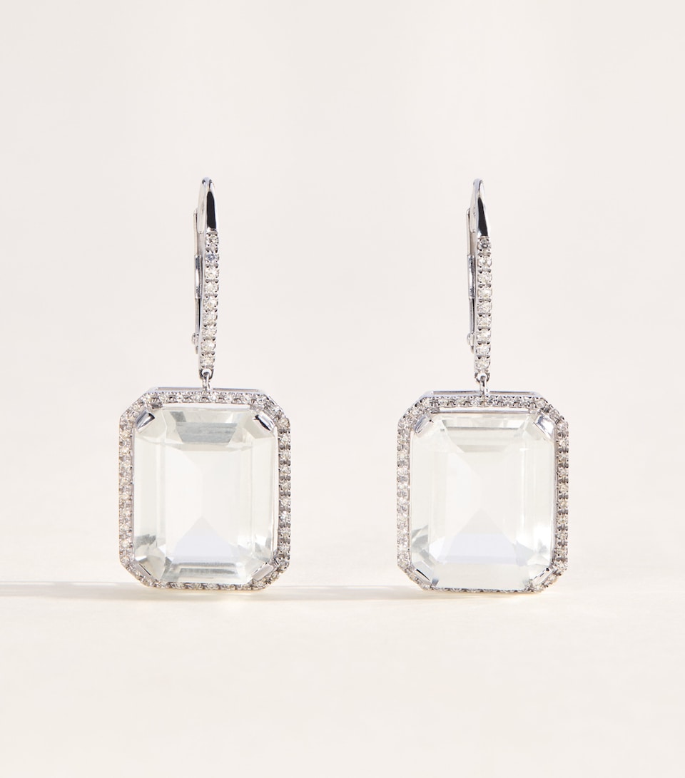 SHAY White Gold, Diamond and Topaz Portrait Earrings White Gold