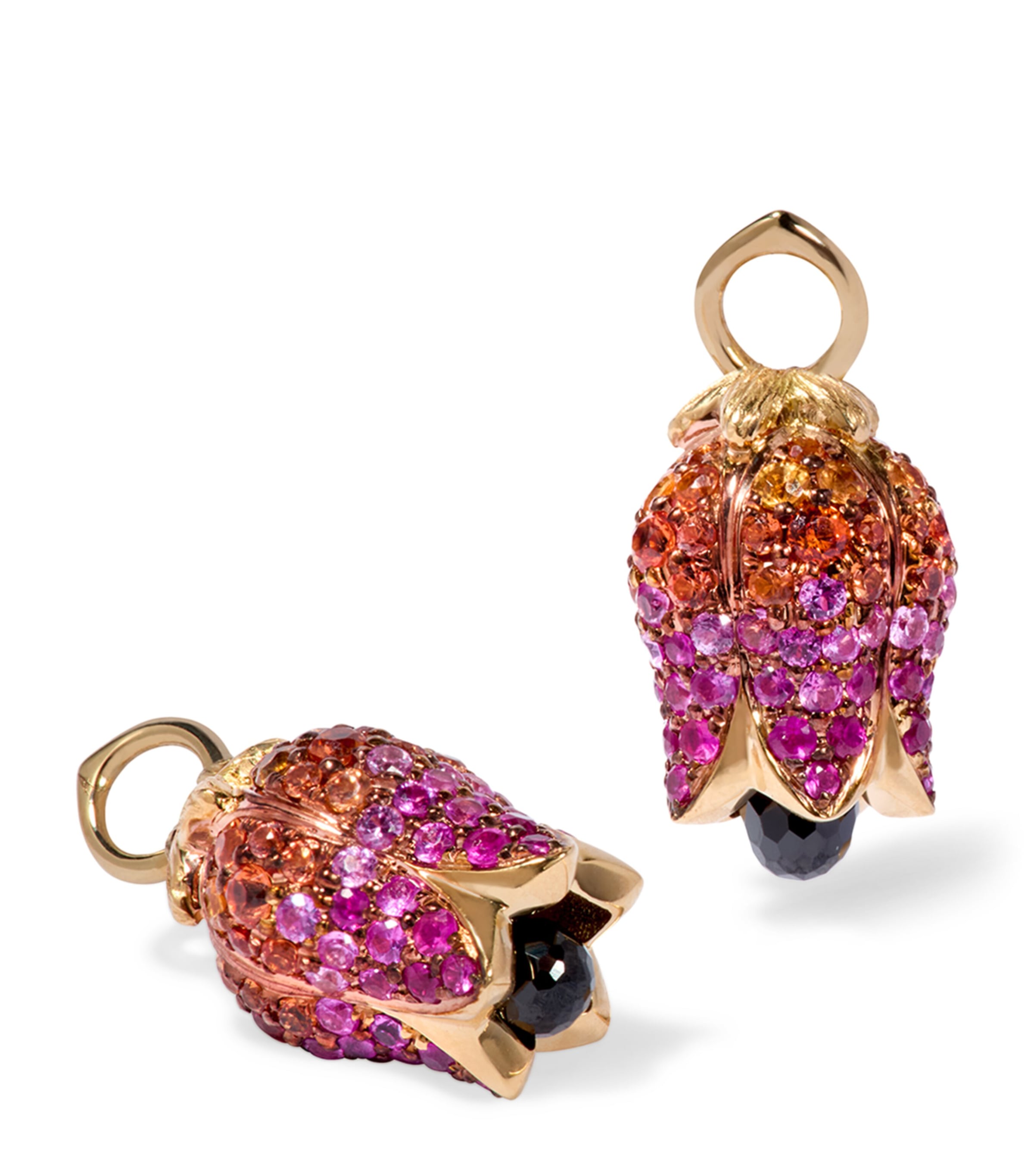 Yellow Gold, Sapphire and Spinel Tulips Earring Drops