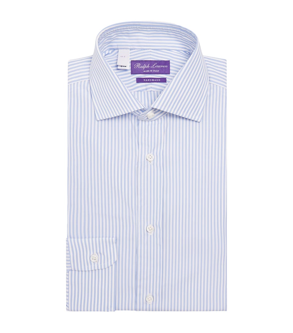 Ralph Lauren Purple Label Mens Stripe Aston Shirt Blue White