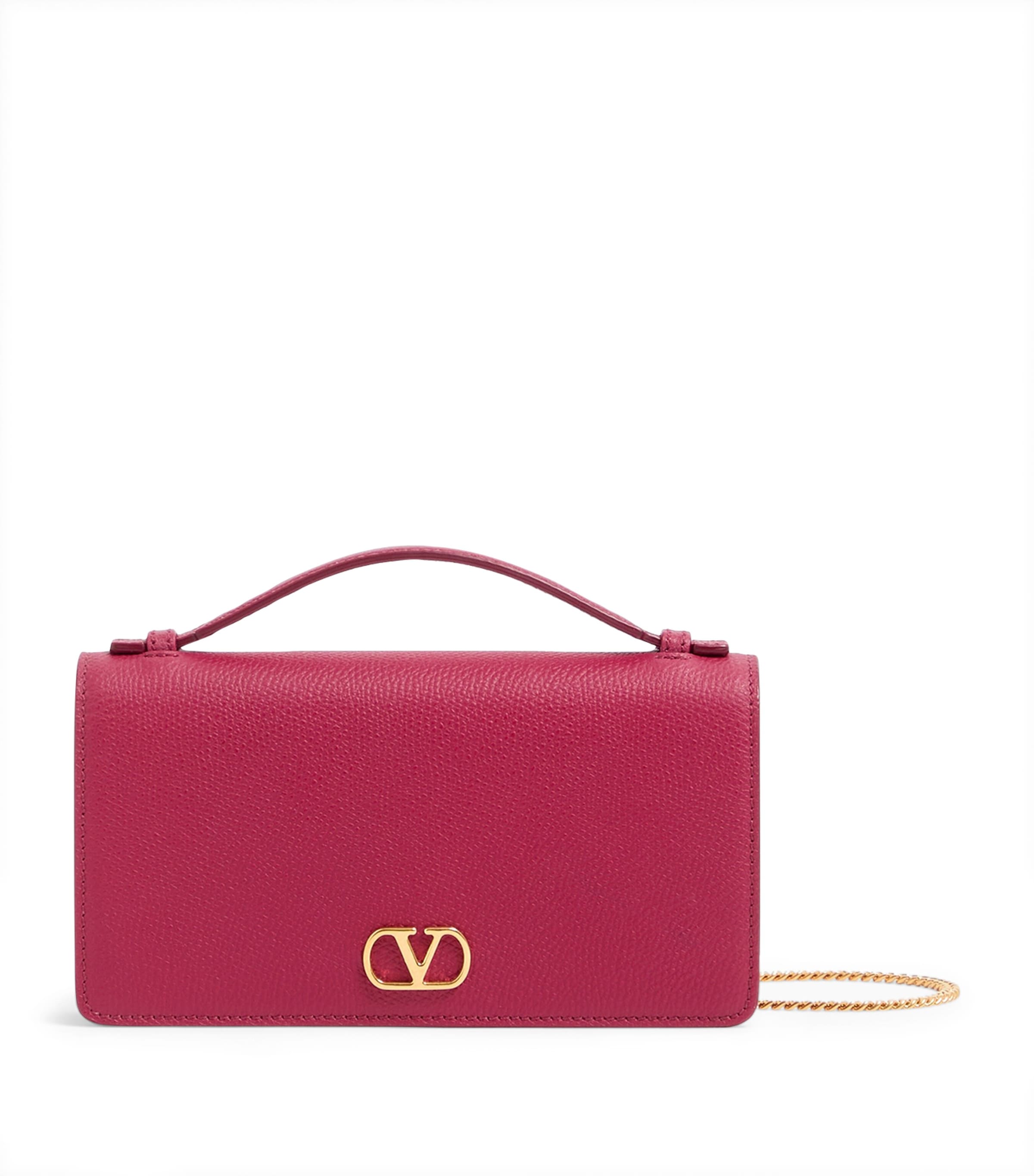 Valentino Garavani Leather Vlogo Signature Chain Wallet