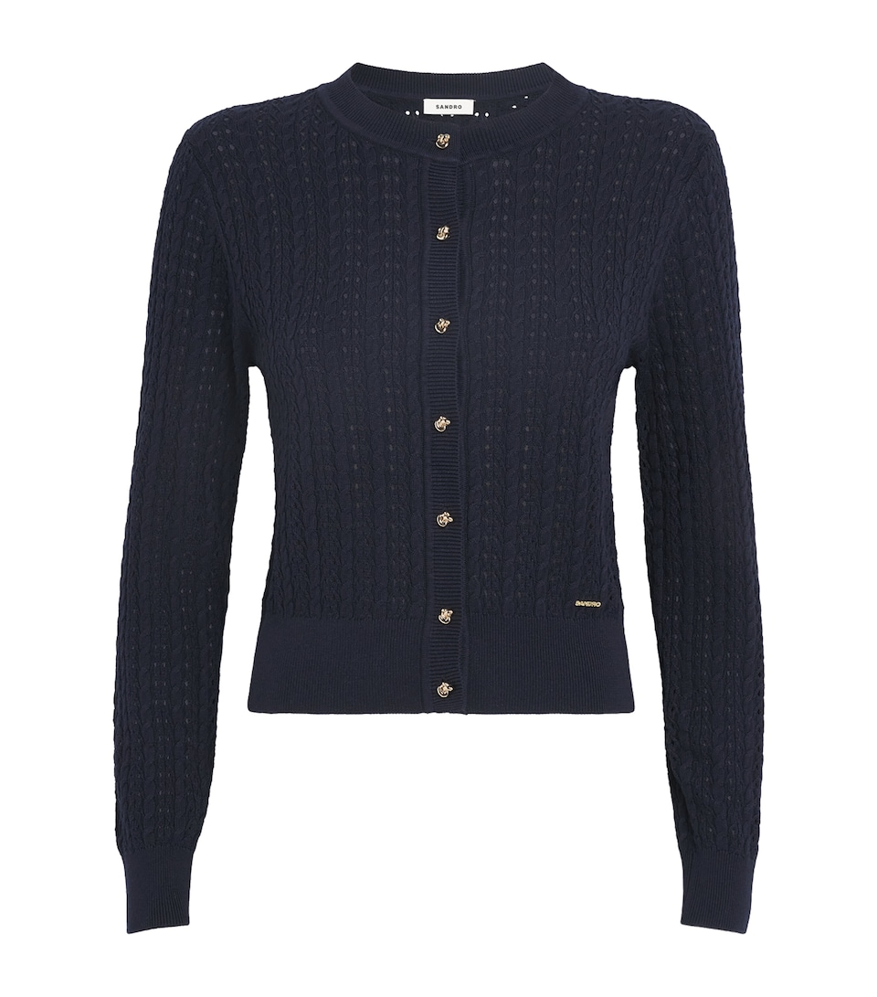 Cropped Open-Work Cardigan