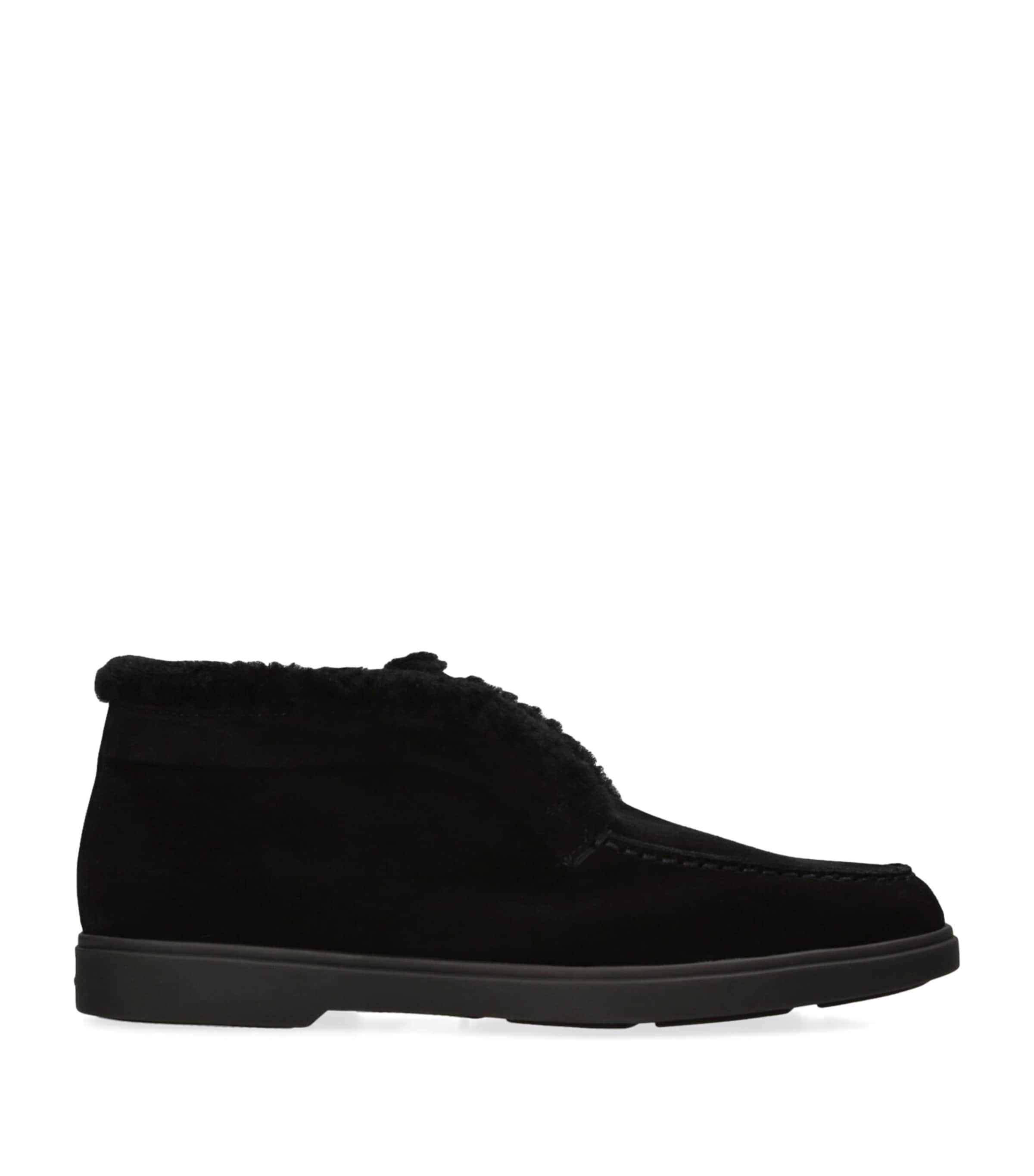 Santoni Suede Fortune Ankle Boots Black