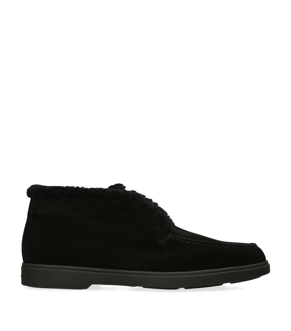Santoni Suede Fortune Ankle Boots Black