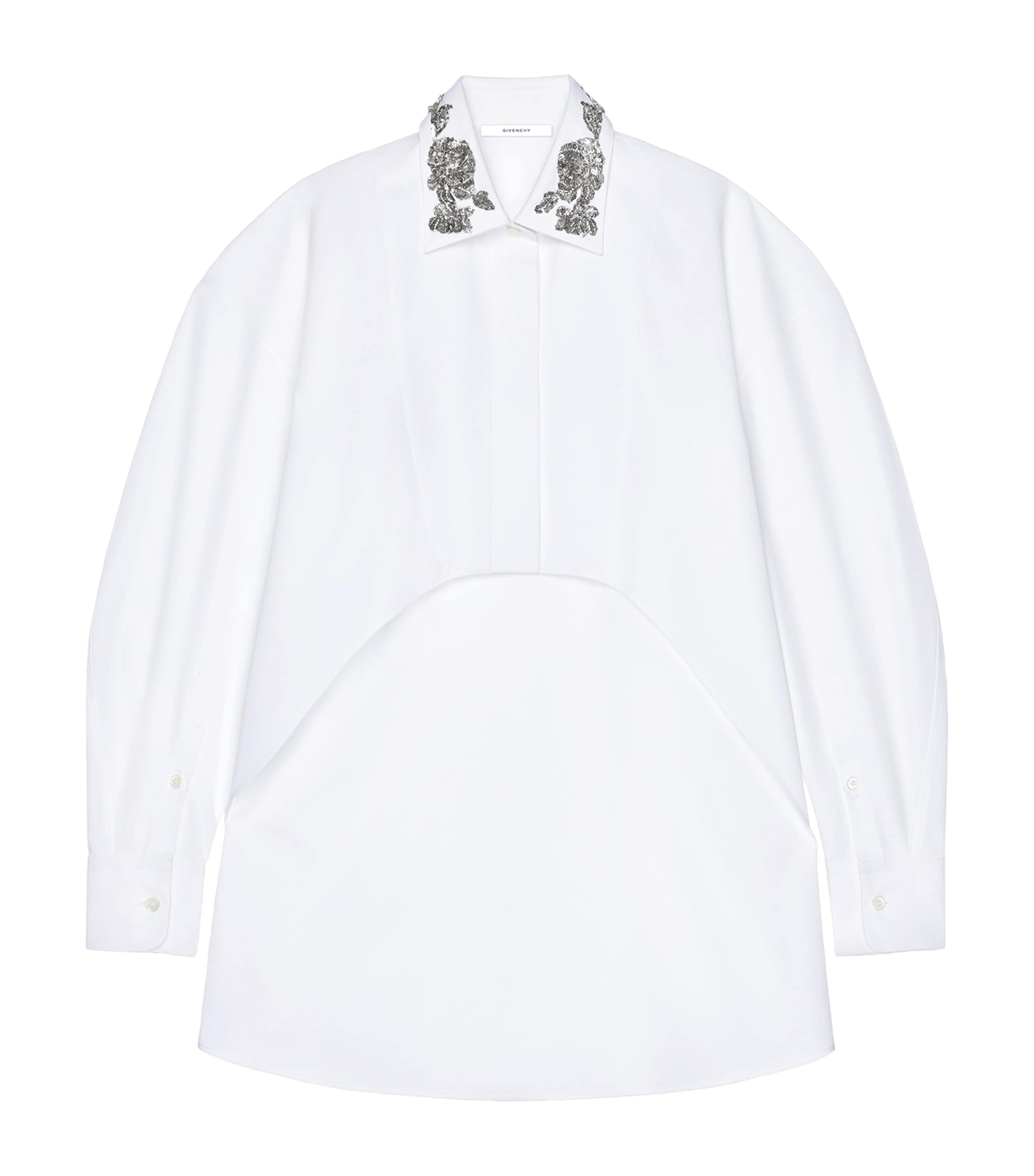 Givenchy Womens Asymmetric Sequinned Shirt White