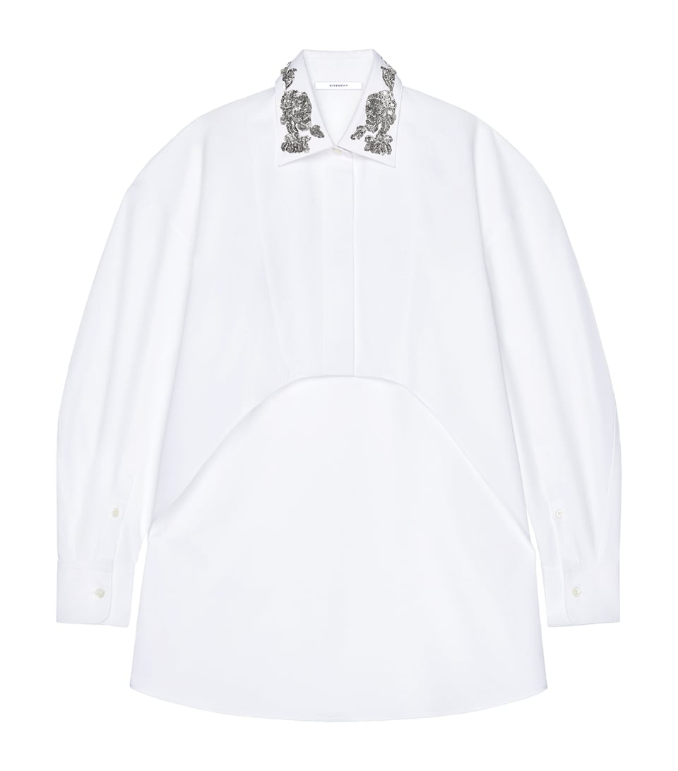 Givenchy Womens Asymmetric Sequinned Shirt White