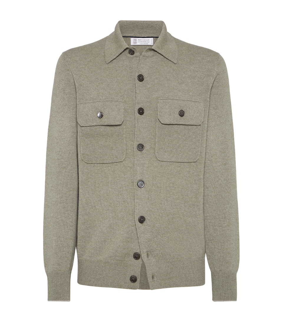 Cashmere Shirt-Style Cardigan