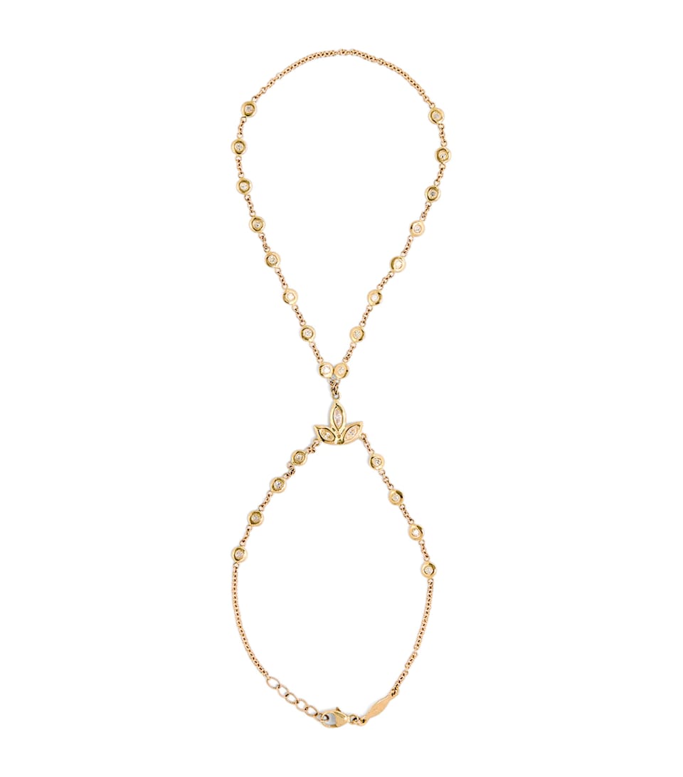 Yellow Gold and Diamond Marquise Blossom Finger Bracelet