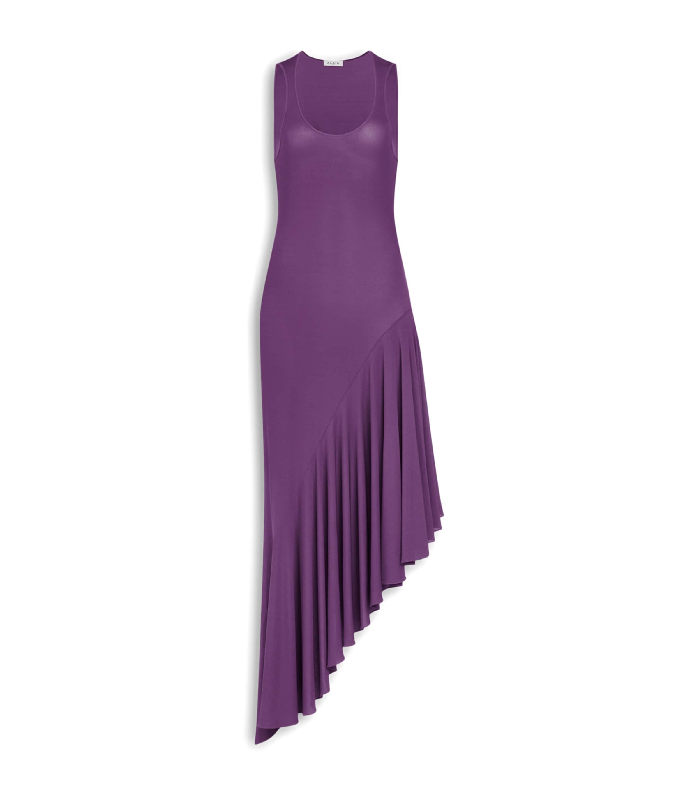 Alaïa Womens Asymmetric Midi Dress Violet