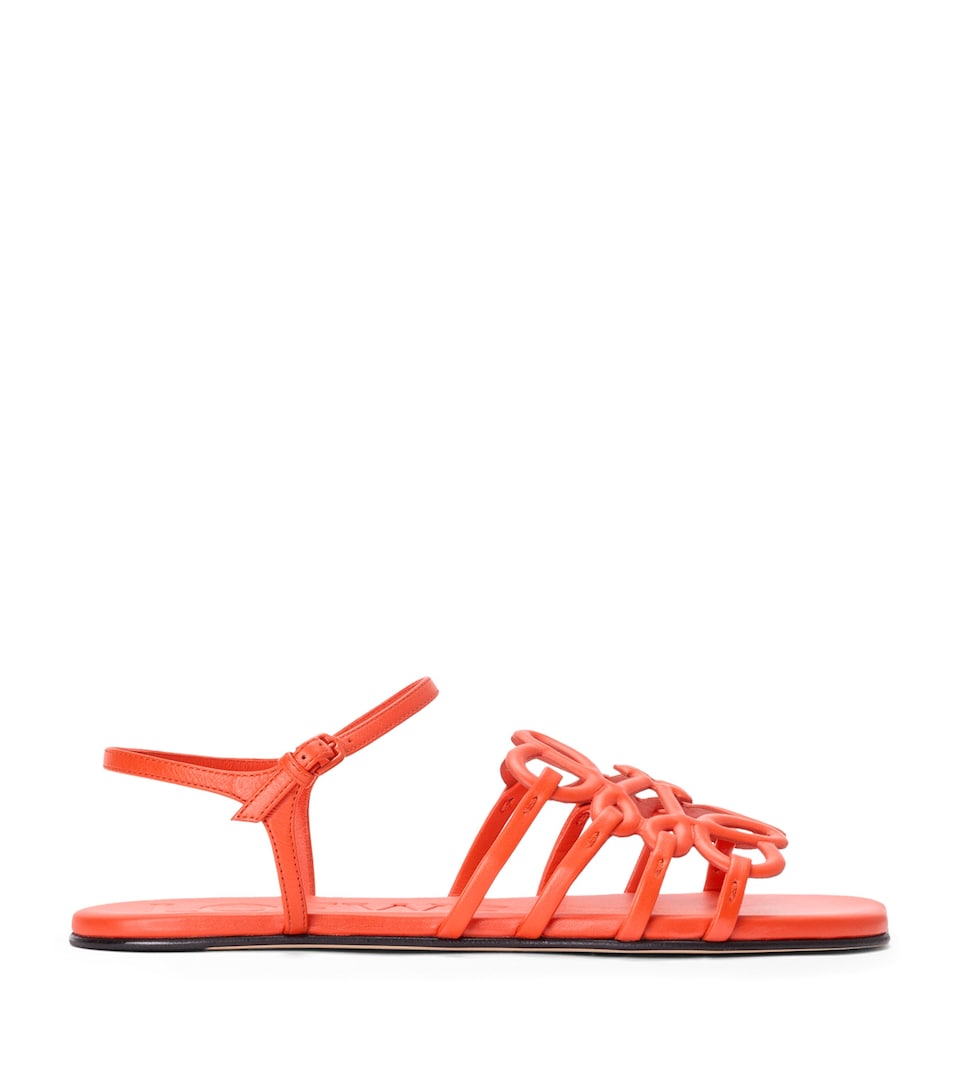 LOEWE x Paula's Ibiza Leather Petal Anagram Sandals Deep Saffron