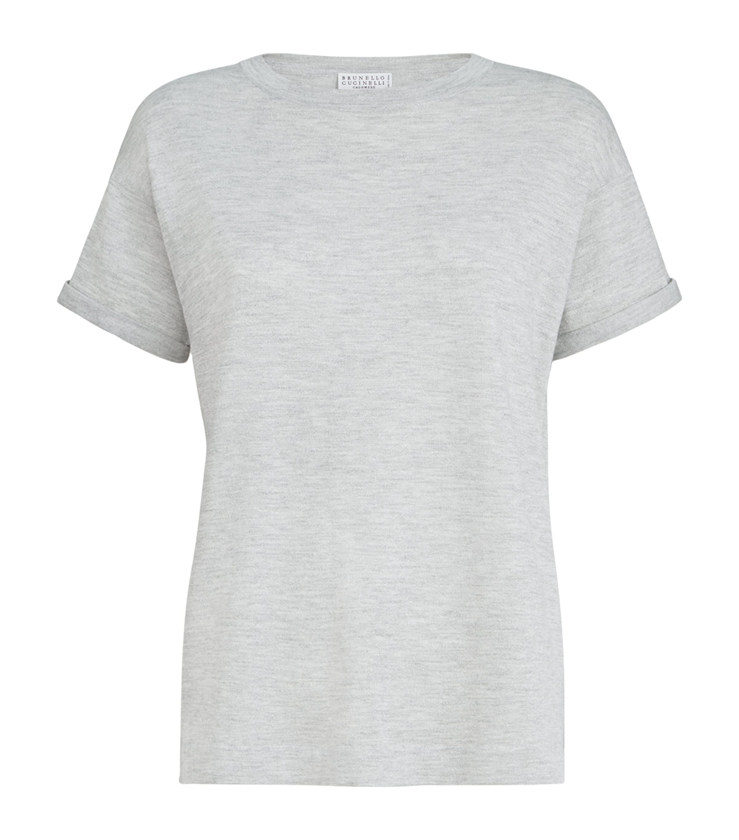 Brunello Cucinelli Womens Cashmere-Blend Sparkling T-Shirt