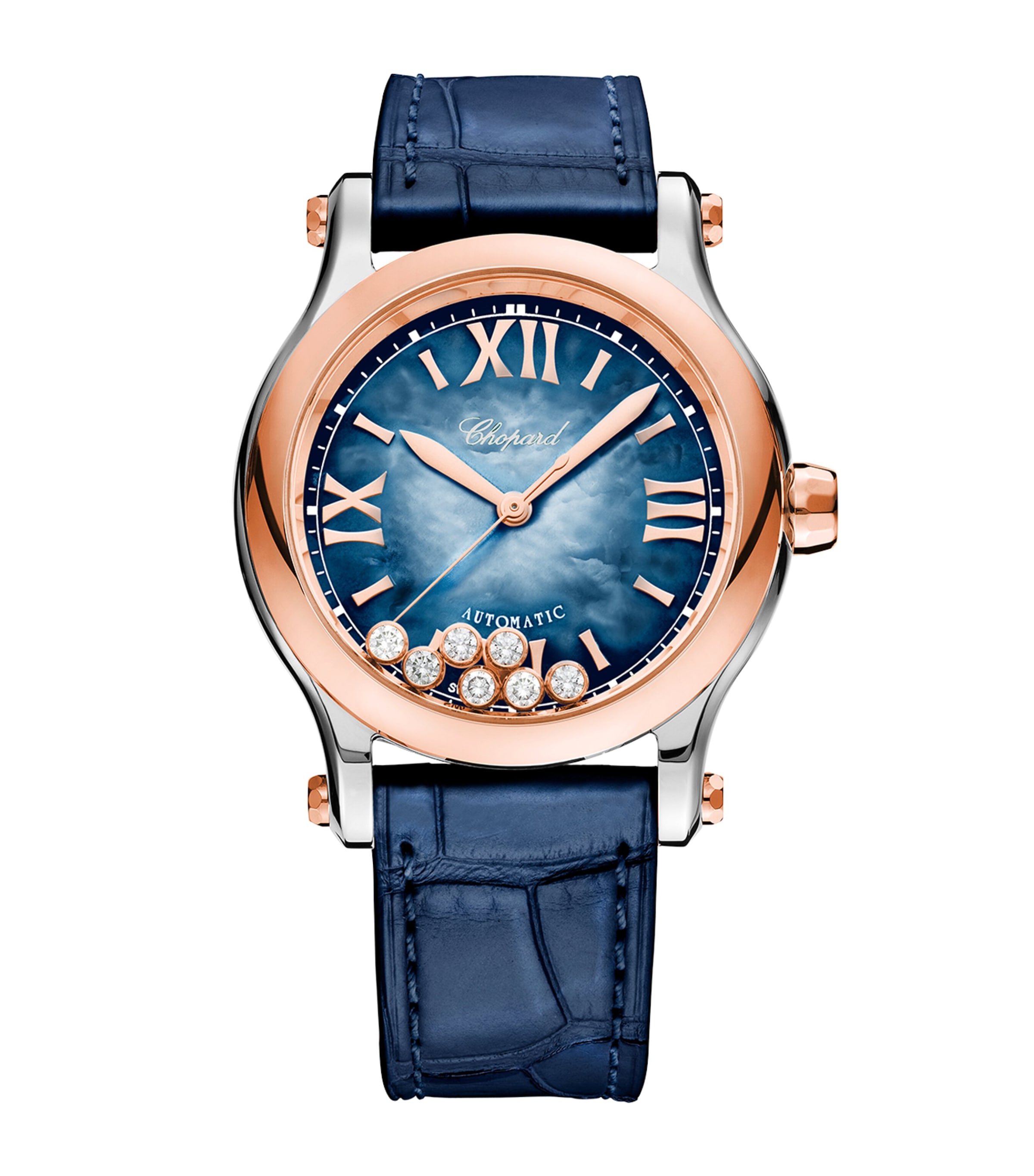 Rose Gold, Stainless Steel and Diamond Happy Sport Watch 36mm