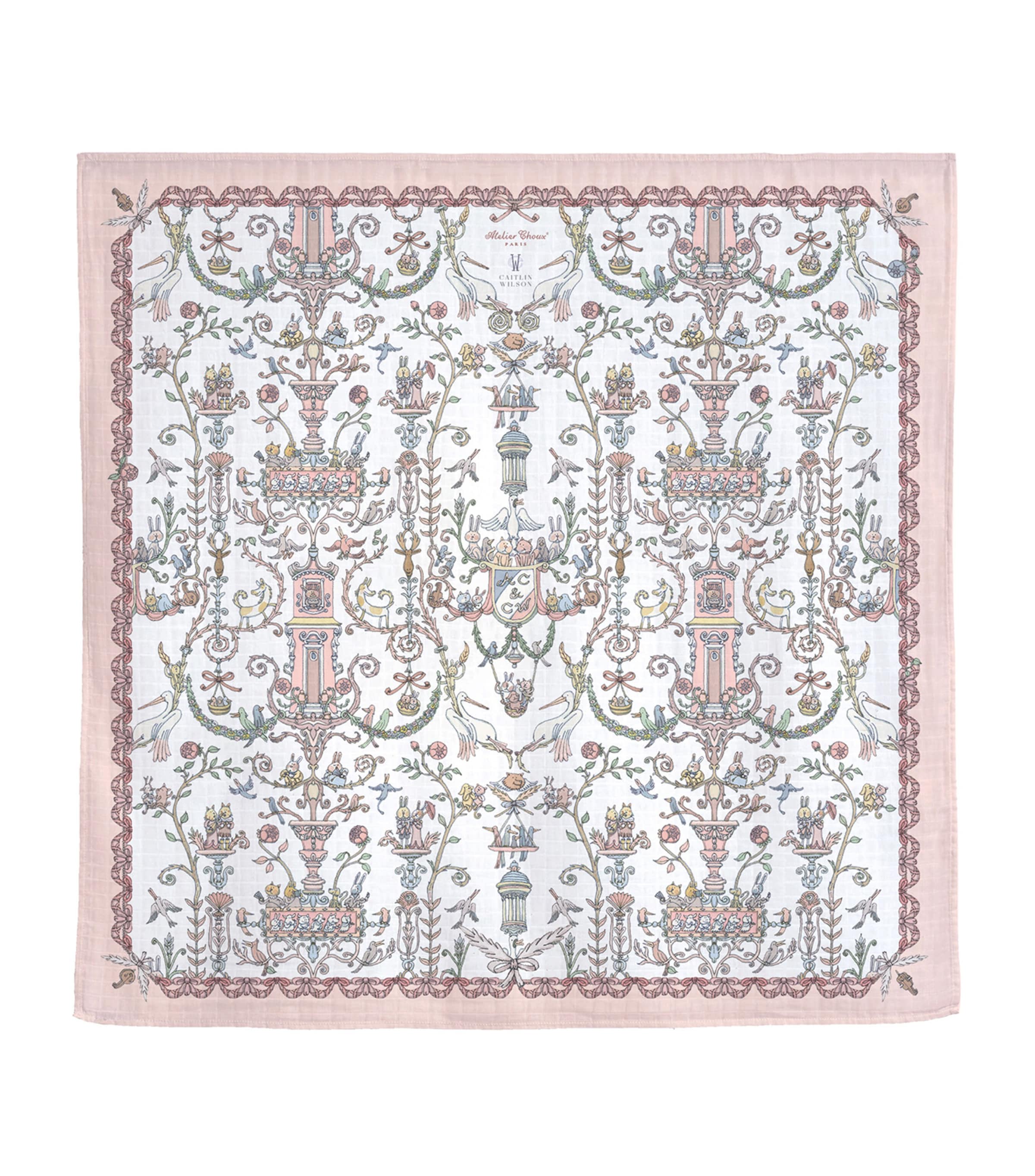 Atelier Choux x Caitlin Wilson Toile De Jouy Blanket (100cm x 100cm) Pink