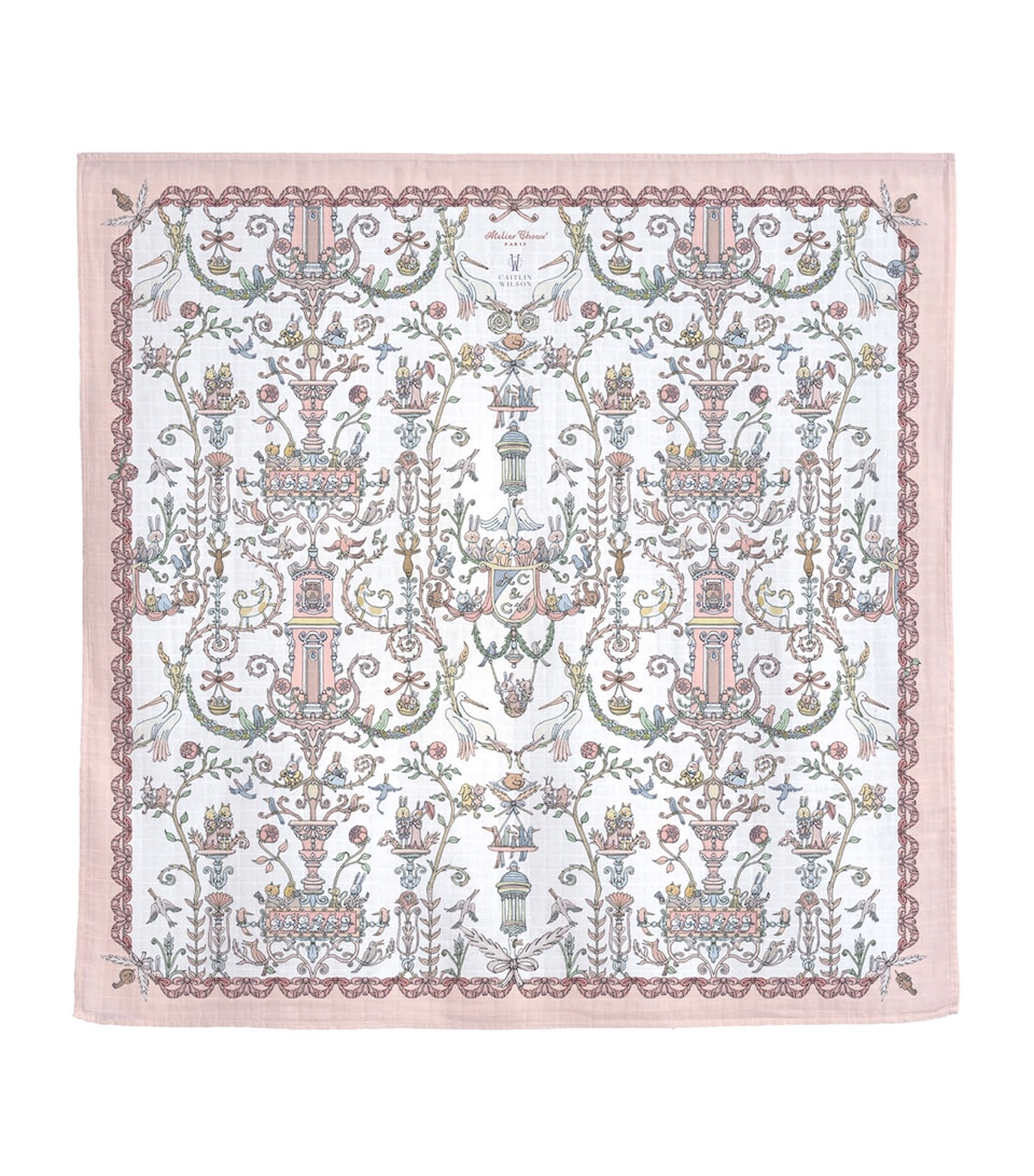 Atelier Choux x Caitlin Wilson Toile De Jouy Blanket (100cm x 100cm) Pink