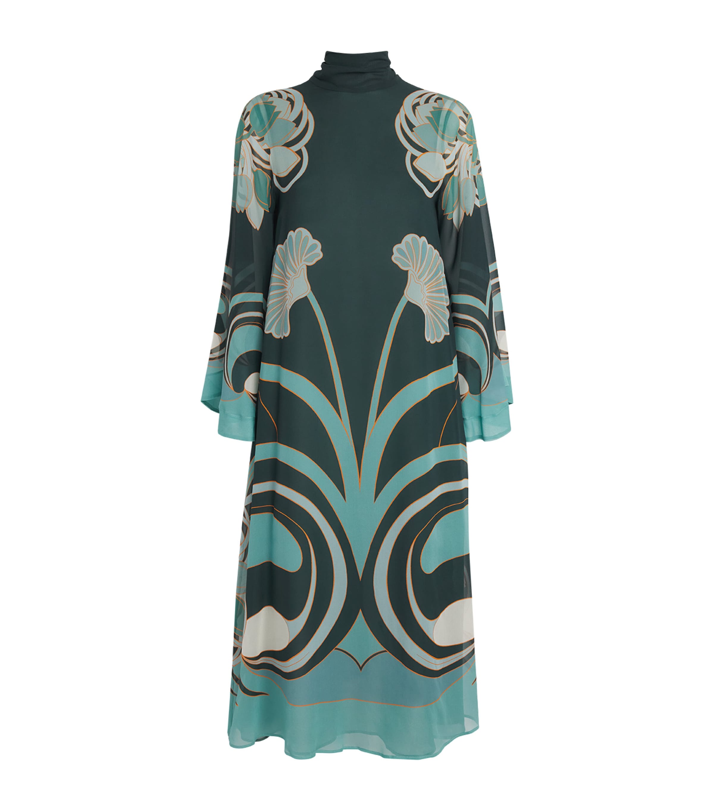 La Doublej Womens Silk Printed Magnifico Midi Dress Tulp Plac