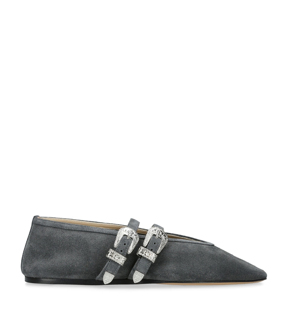 Suede Buckled Claudia Ballet Flats