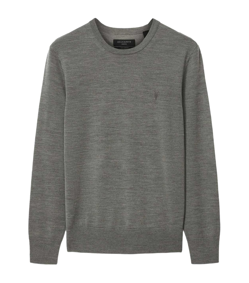 AllSaints Mens Merino Wool Slim Mode Sweater Maple Green