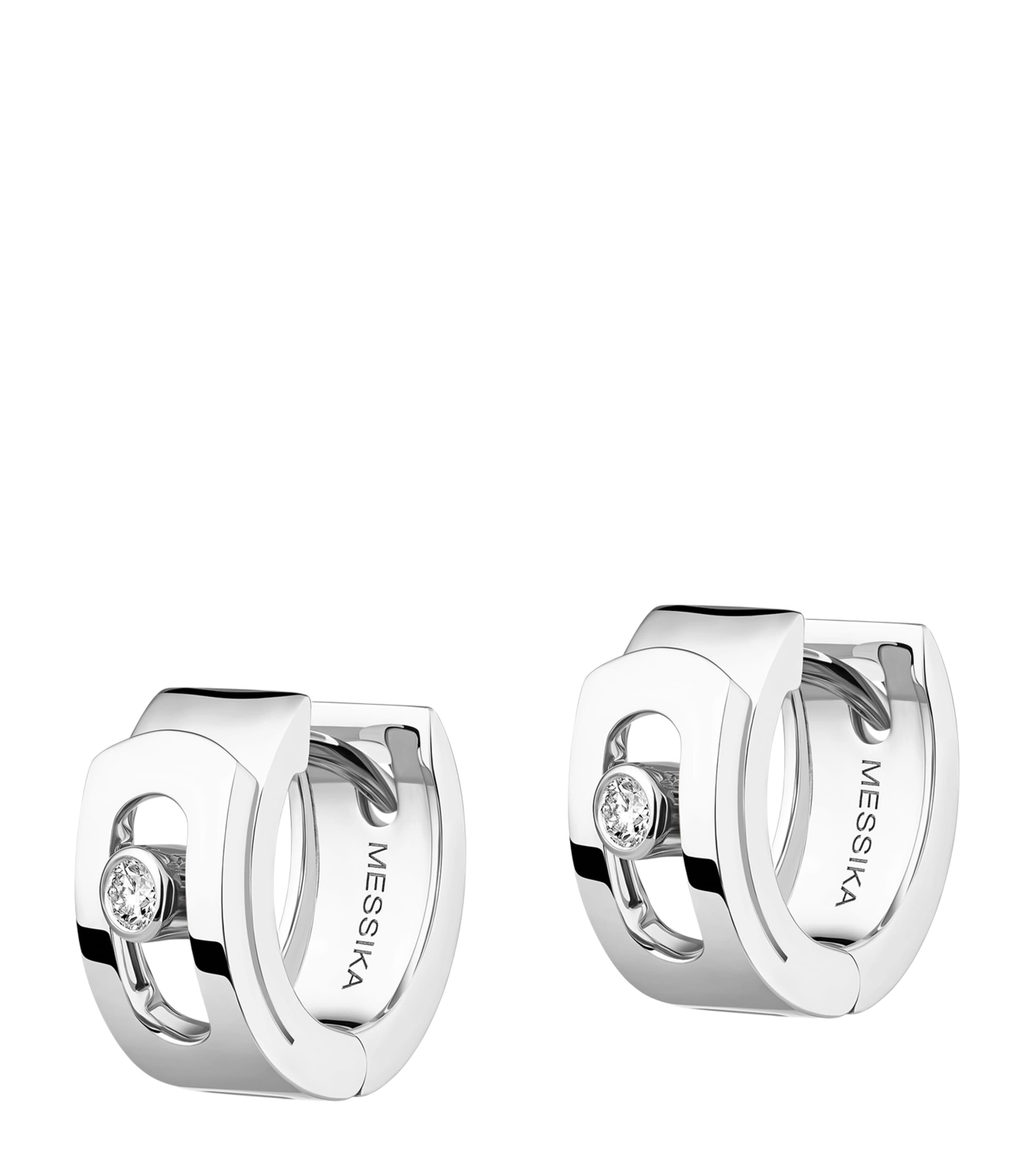 Messika Move Noa White Gold and Diamond Hoop Earrings White Gold