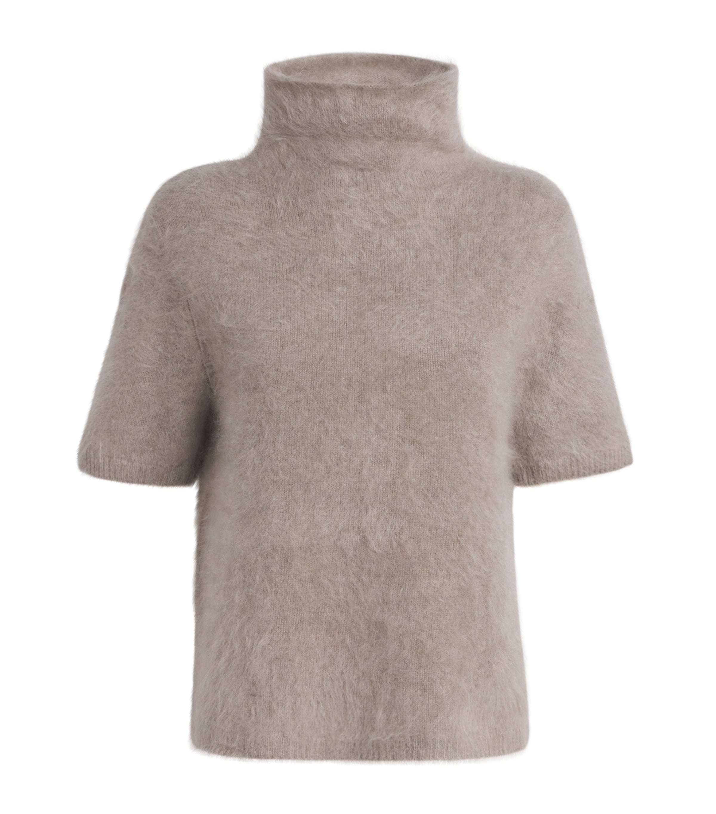 Brushed Cashmere Short-Sleeve Sweater