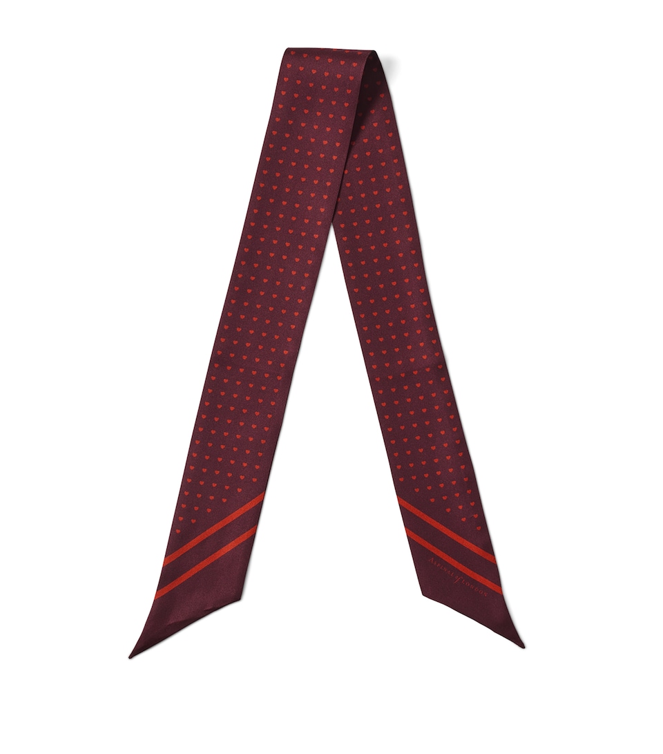 Aspinal Of London Silk Heart Scarf Cherry