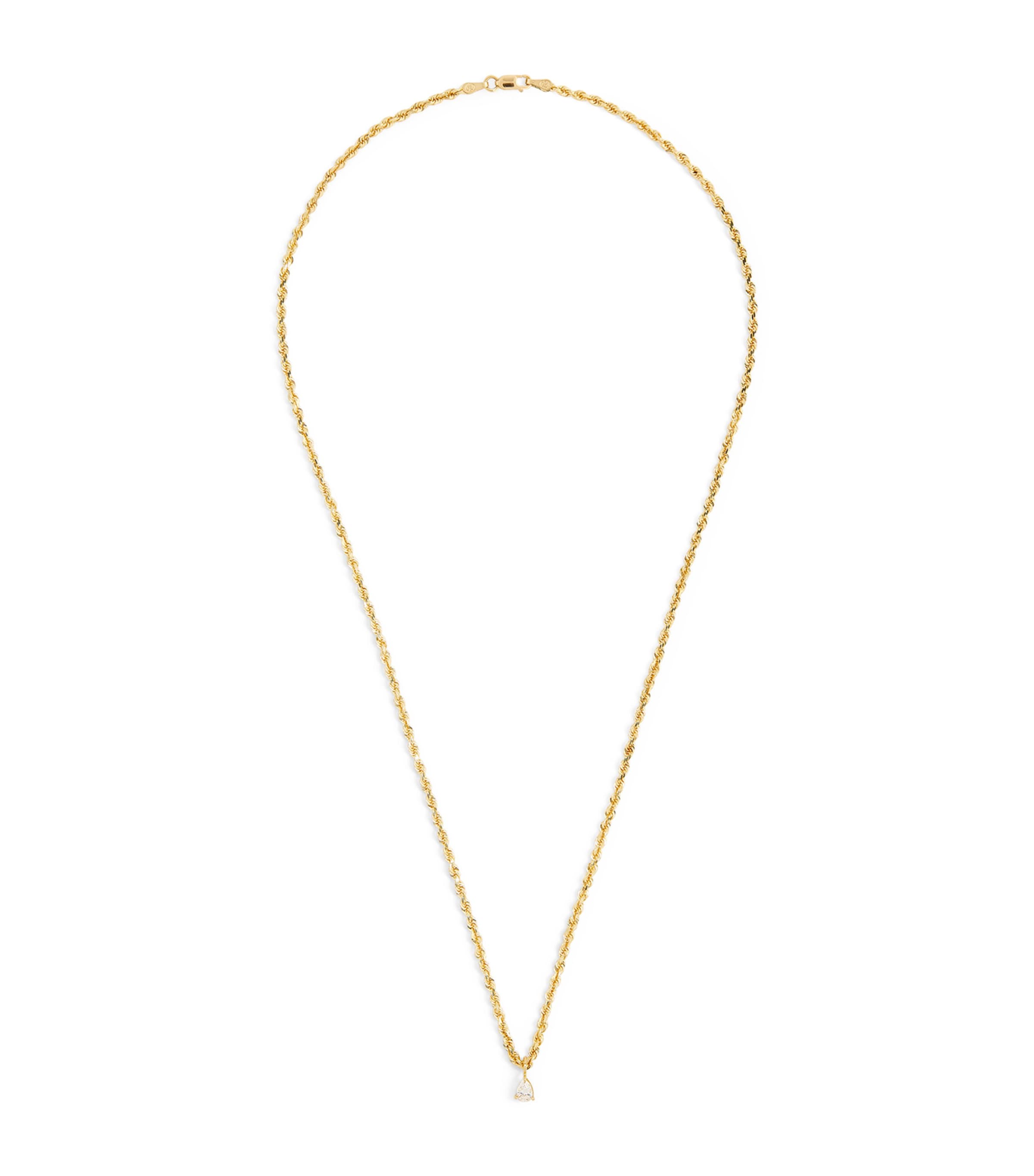 Yellow Gold and Pear Diamond Chain Necklace