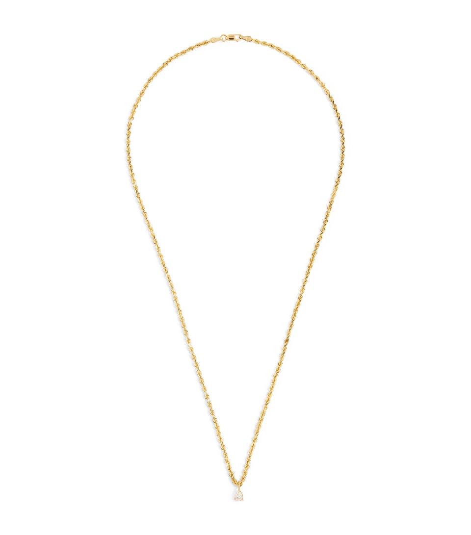 Yellow Gold and Pear Diamond Chain Necklace